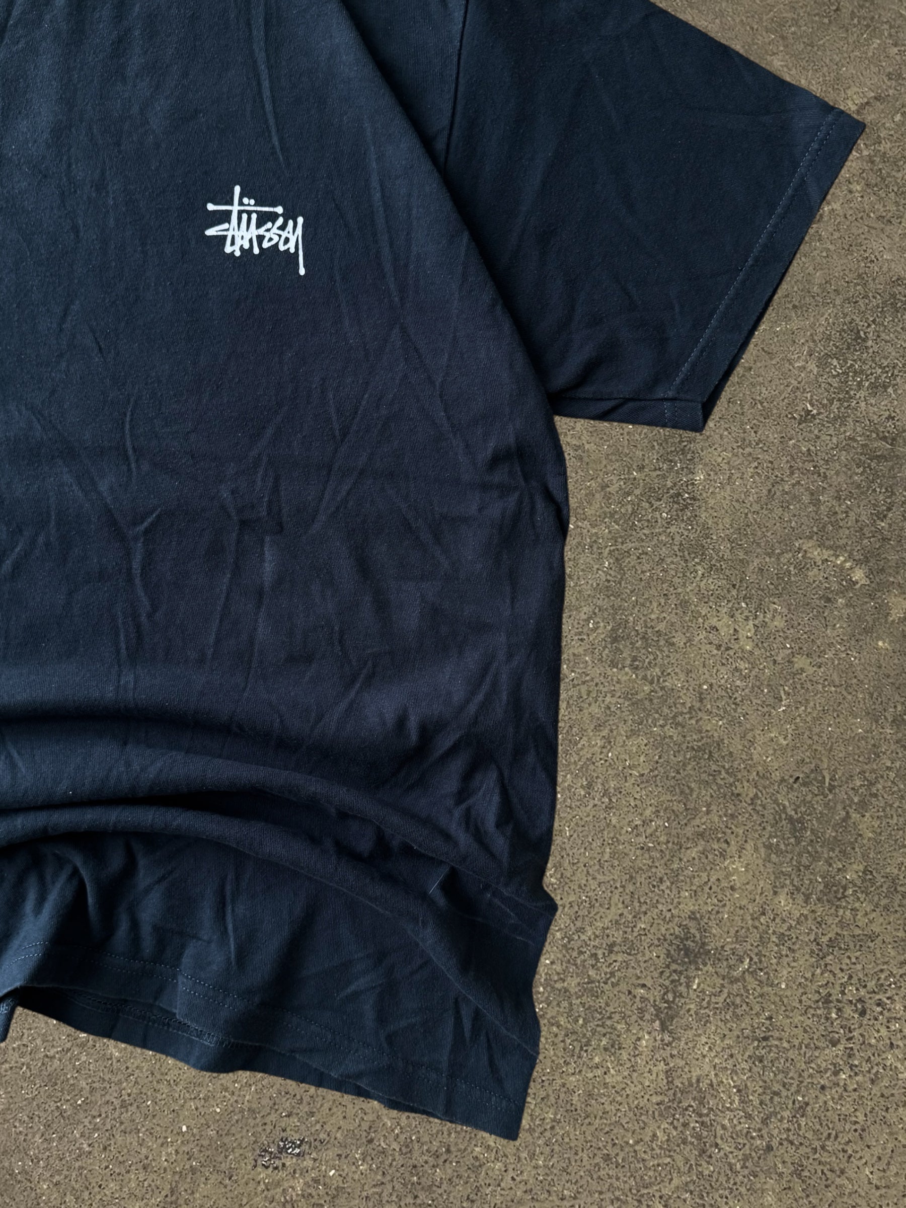 STÜSSY NAVY BASIC LOGO T-SHIRT