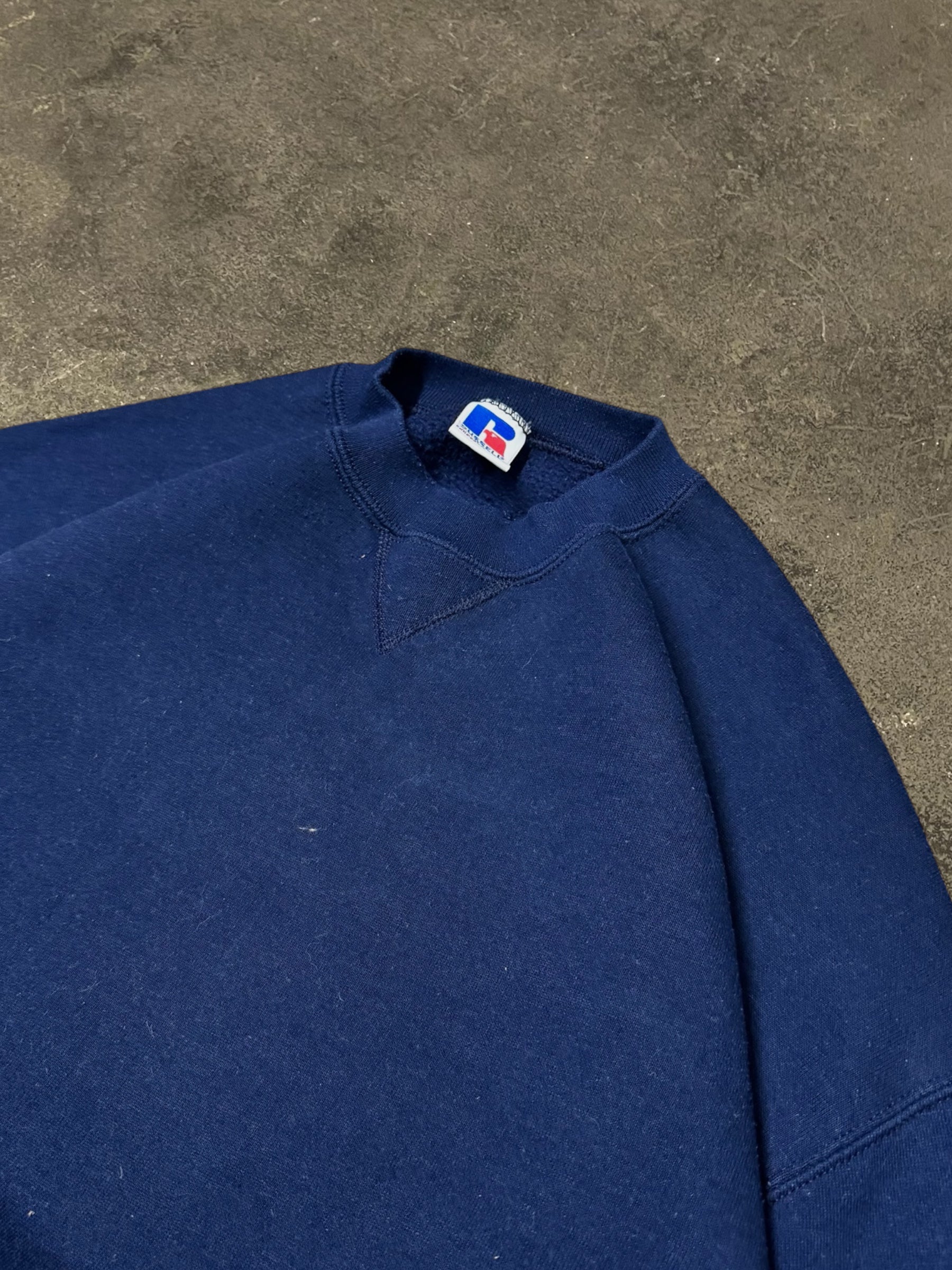 VINTAGE RUSSELL NAVY SWEATSHIRT, MADE IN U.S.A