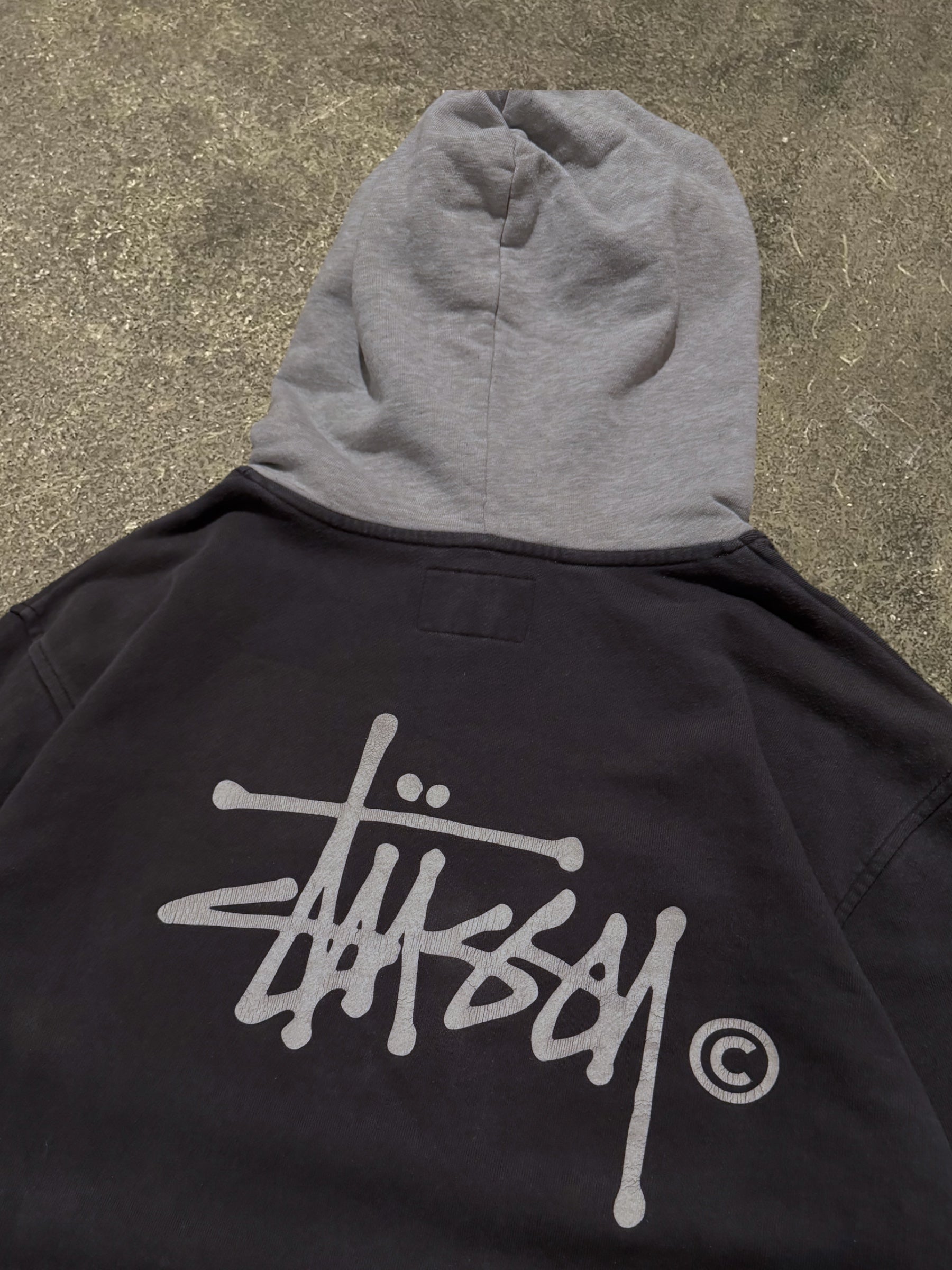 VINTAGE STÜSSY TWO TONE BASIC LOGO HOODIE