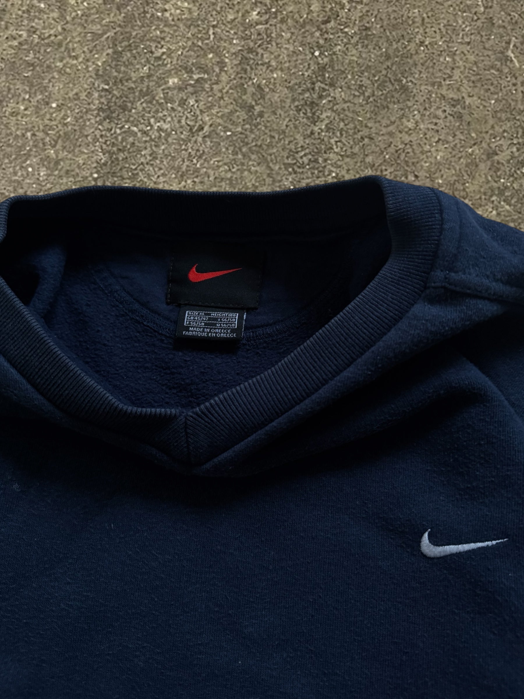 VINTAGE 90S NIKE NAVY MINI SWOOSH SWEATSHIRT