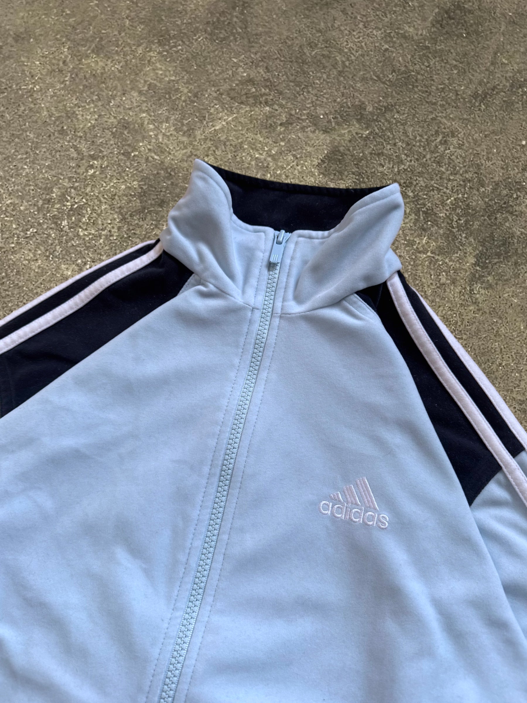 VINTAGE 00S ADIDAS BABY BLUE FLEECE TRACK JACKET