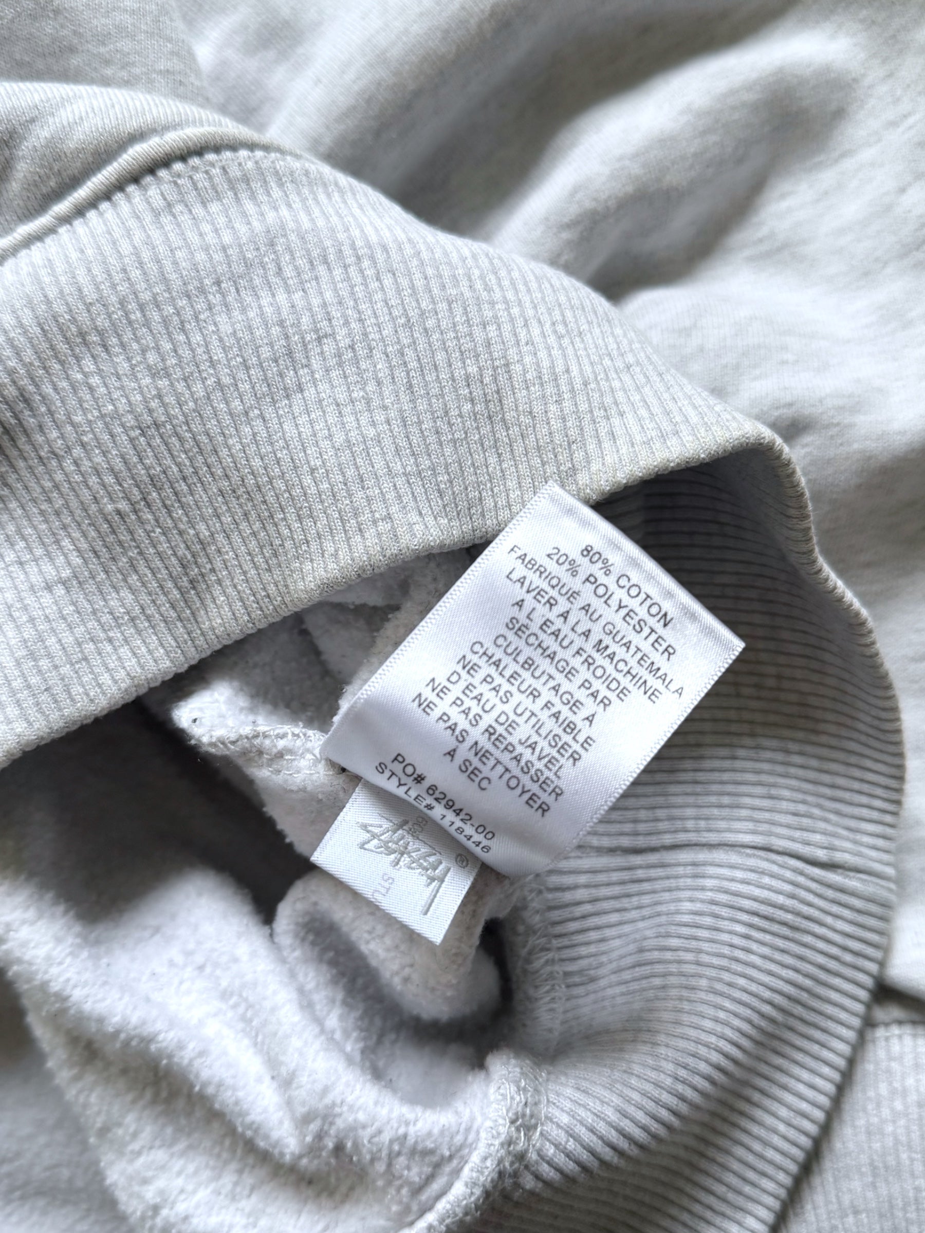 STÜSSY GREY WEAR LOGO HOODIE