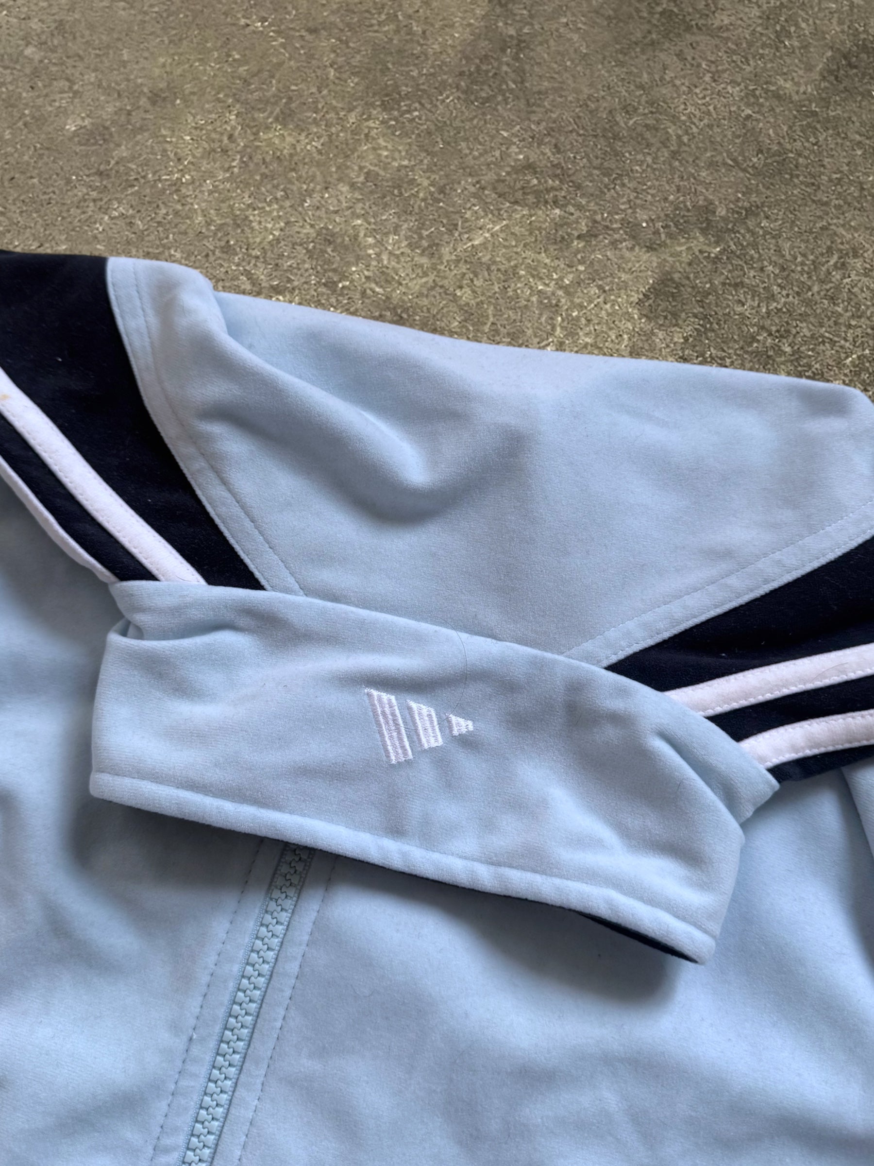VINTAGE 00S ADIDAS BABY BLUE FLEECE TRACK JACKET