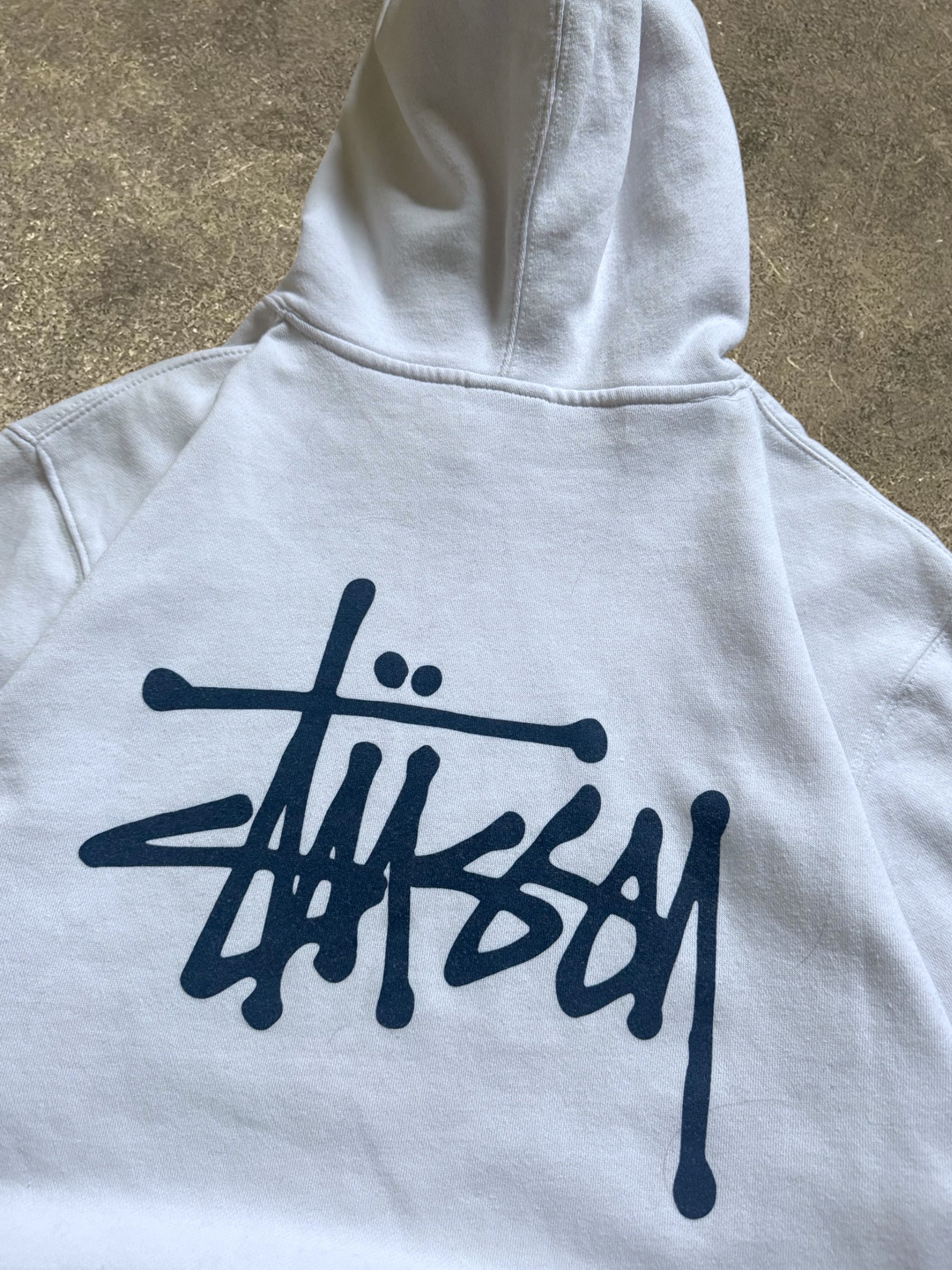 VINTAGE STÜSSY WHITE BASIC LOGO HOODIE