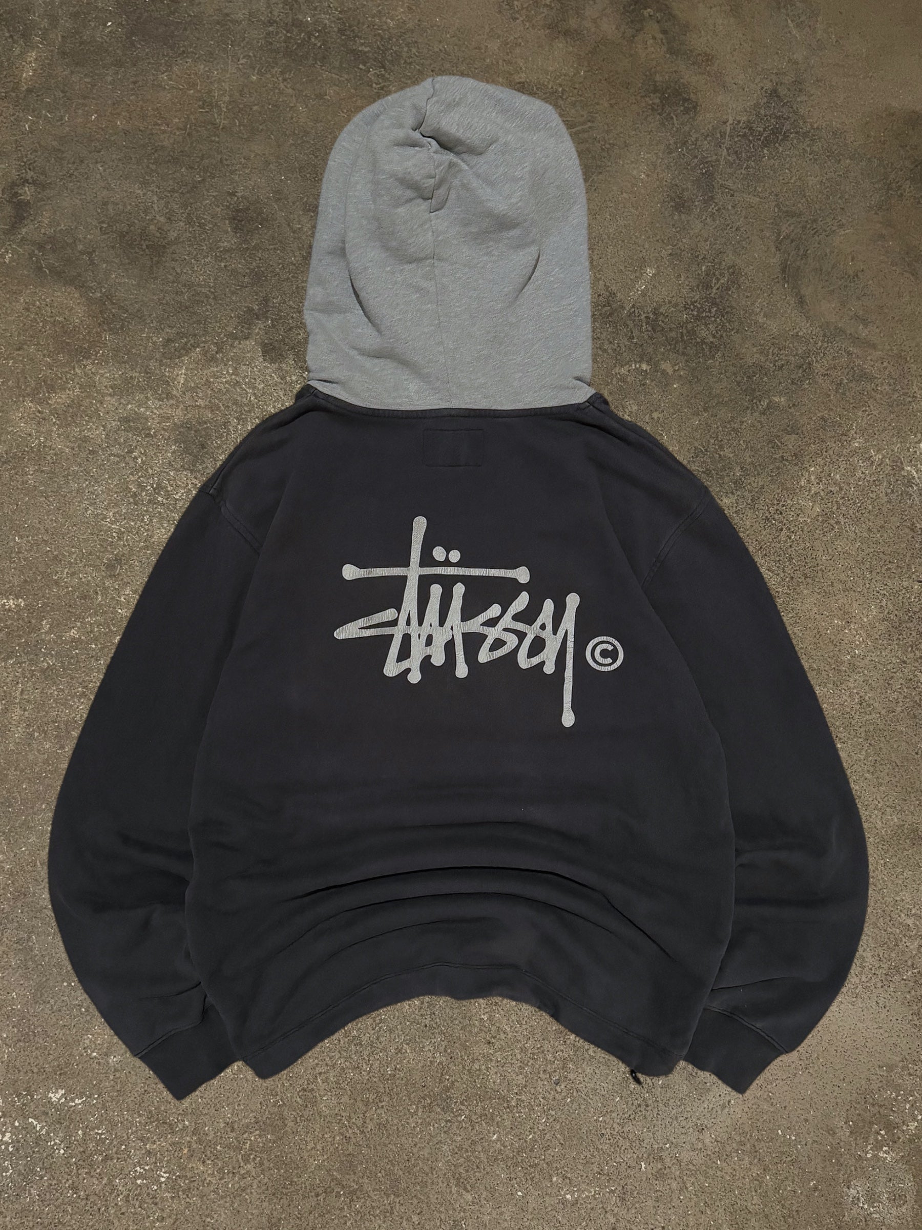 VINTAGE STÜSSY TWO TONE BASIC LOGO HOODIE