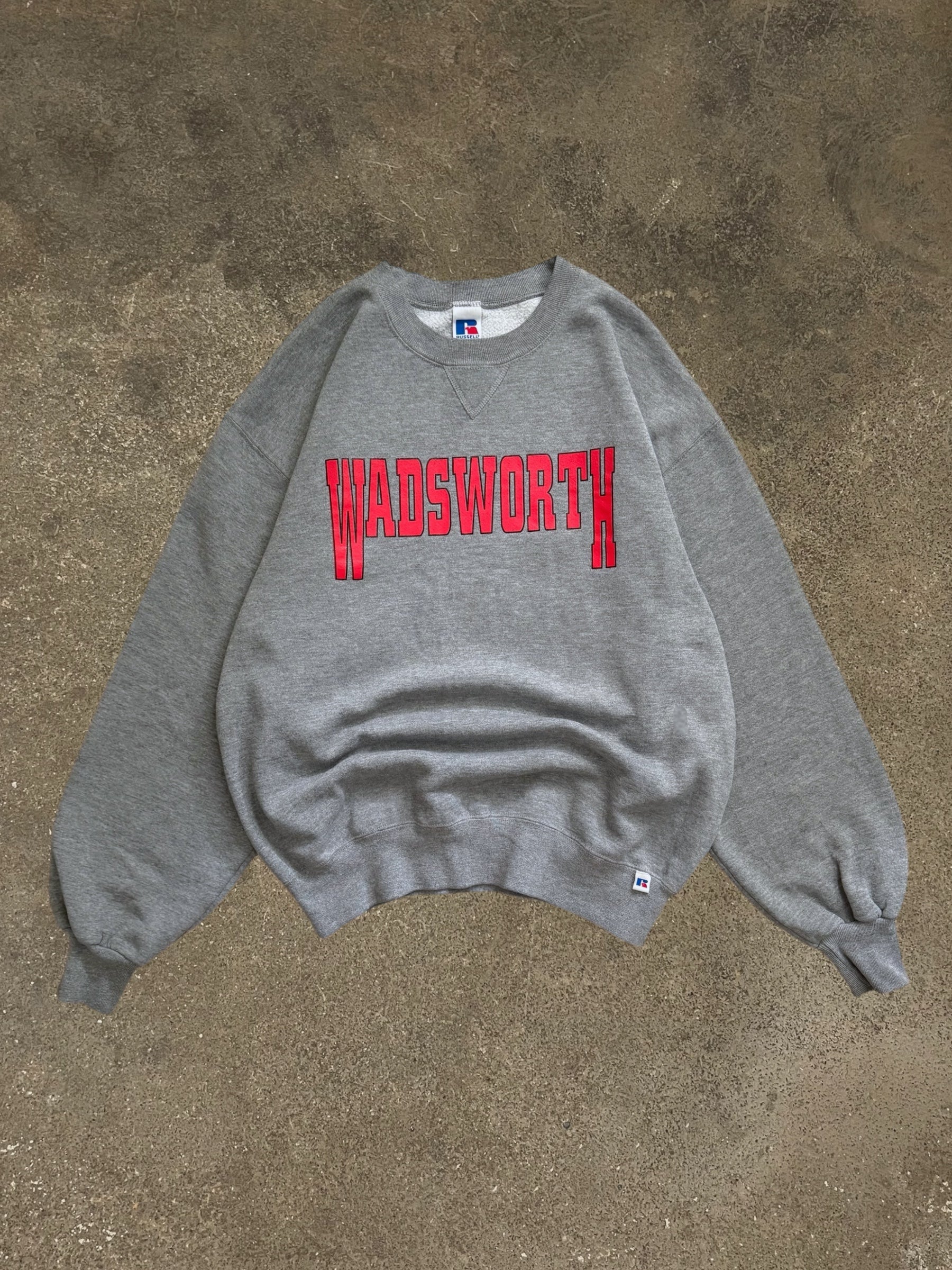 VINTAGE GREY RUSSELL ATHLETIC WADSWORTH SWEATSHIRT