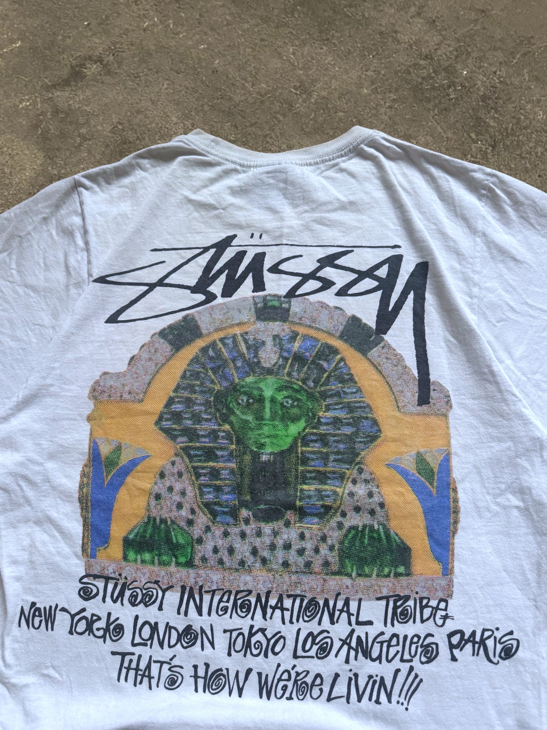 STÜSSY WHITE SPHINX LOGO T-SHIRT