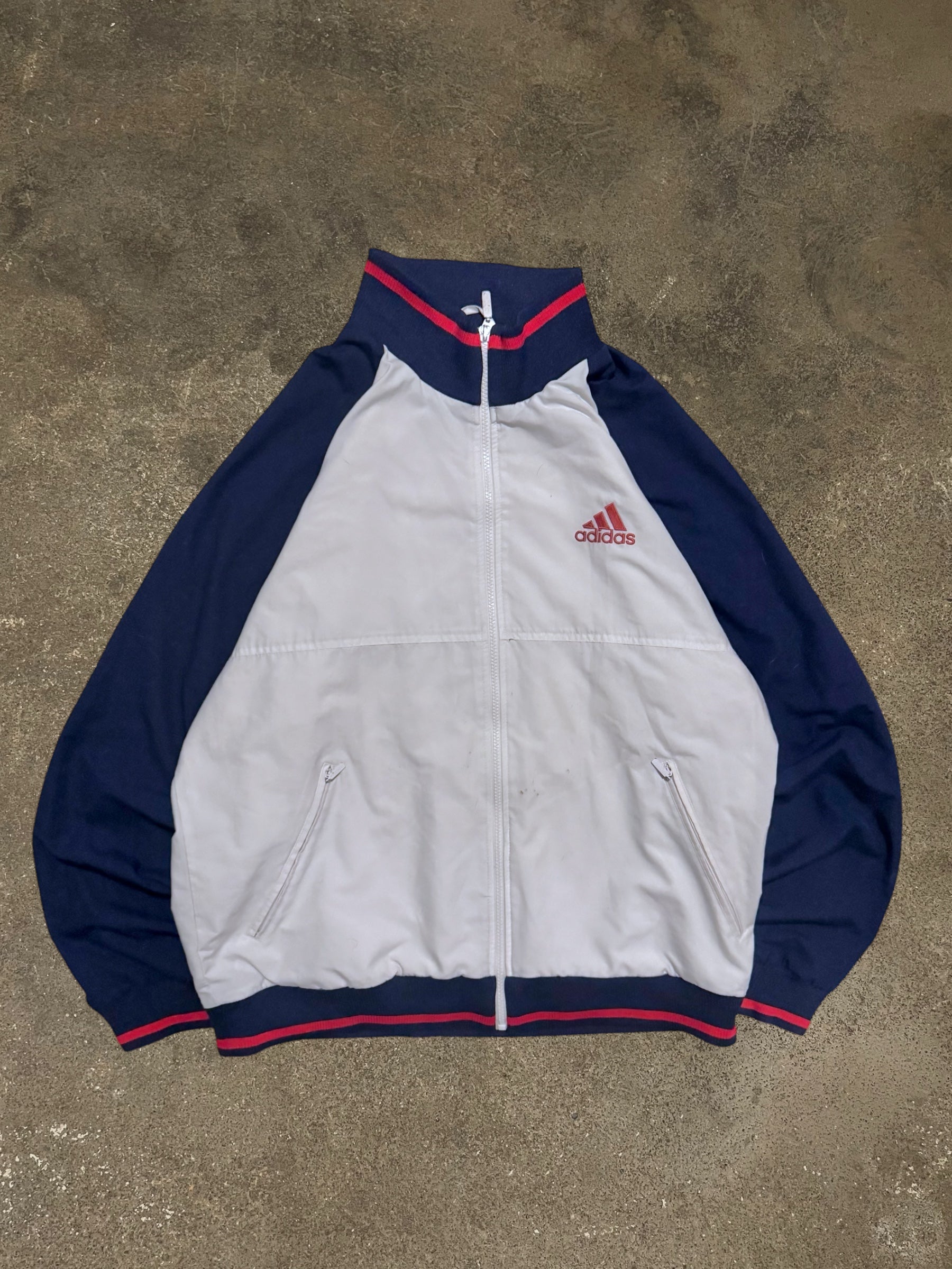 VINTAGE 90S ADIDAS NAVY/WHITE JACKET