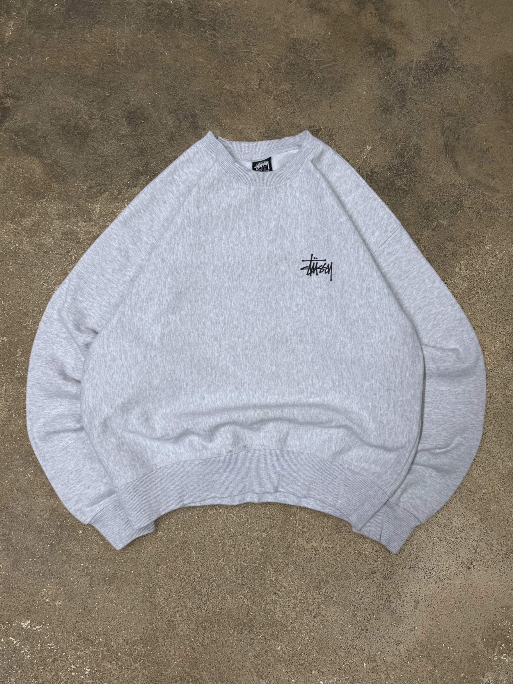 STÜSSY GREY BASIC LOGO SWEATSHIRT