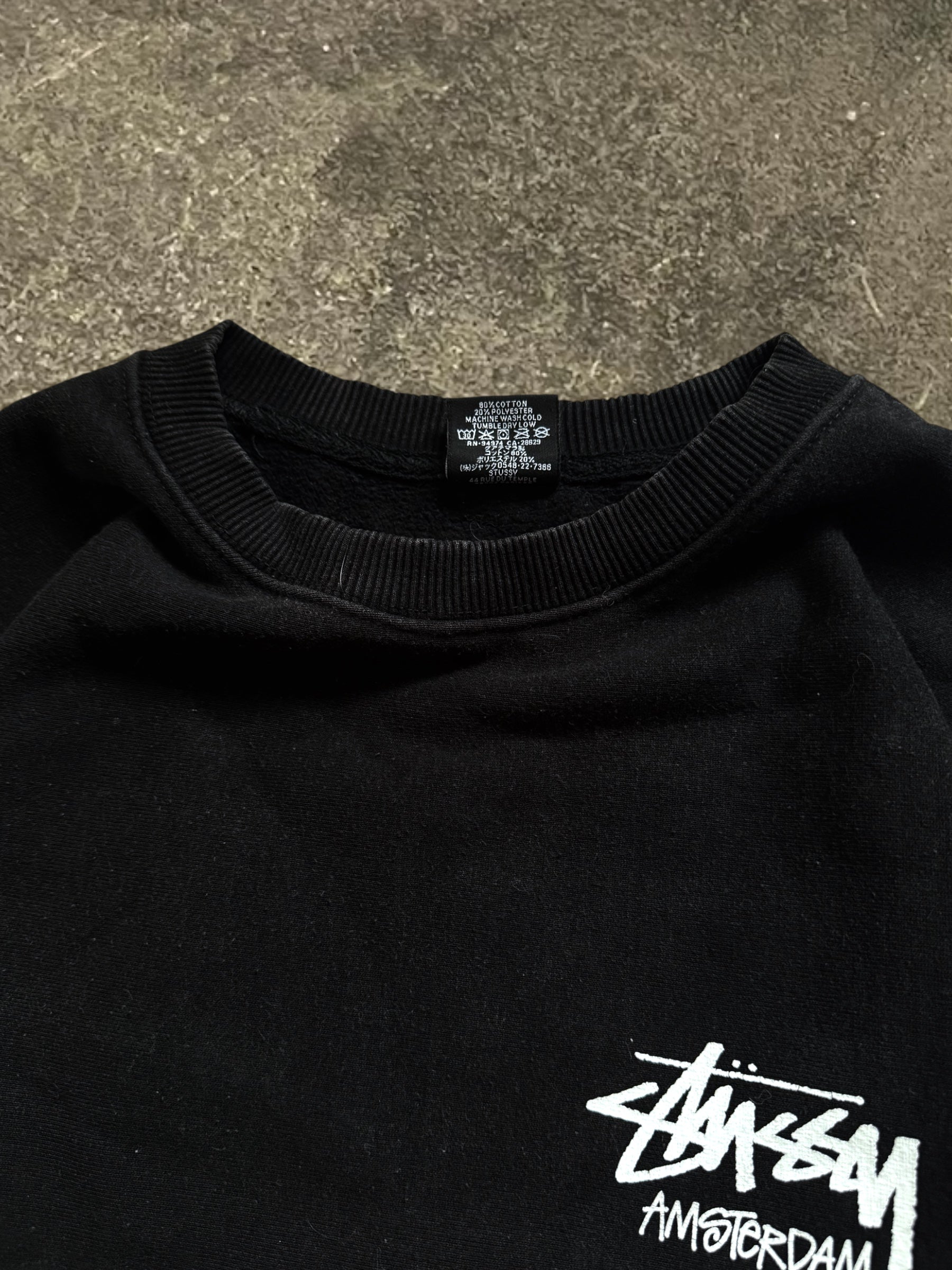 STÜSSY BLACK AMSTERDAM BASIC LOGO SWEATSHIRT