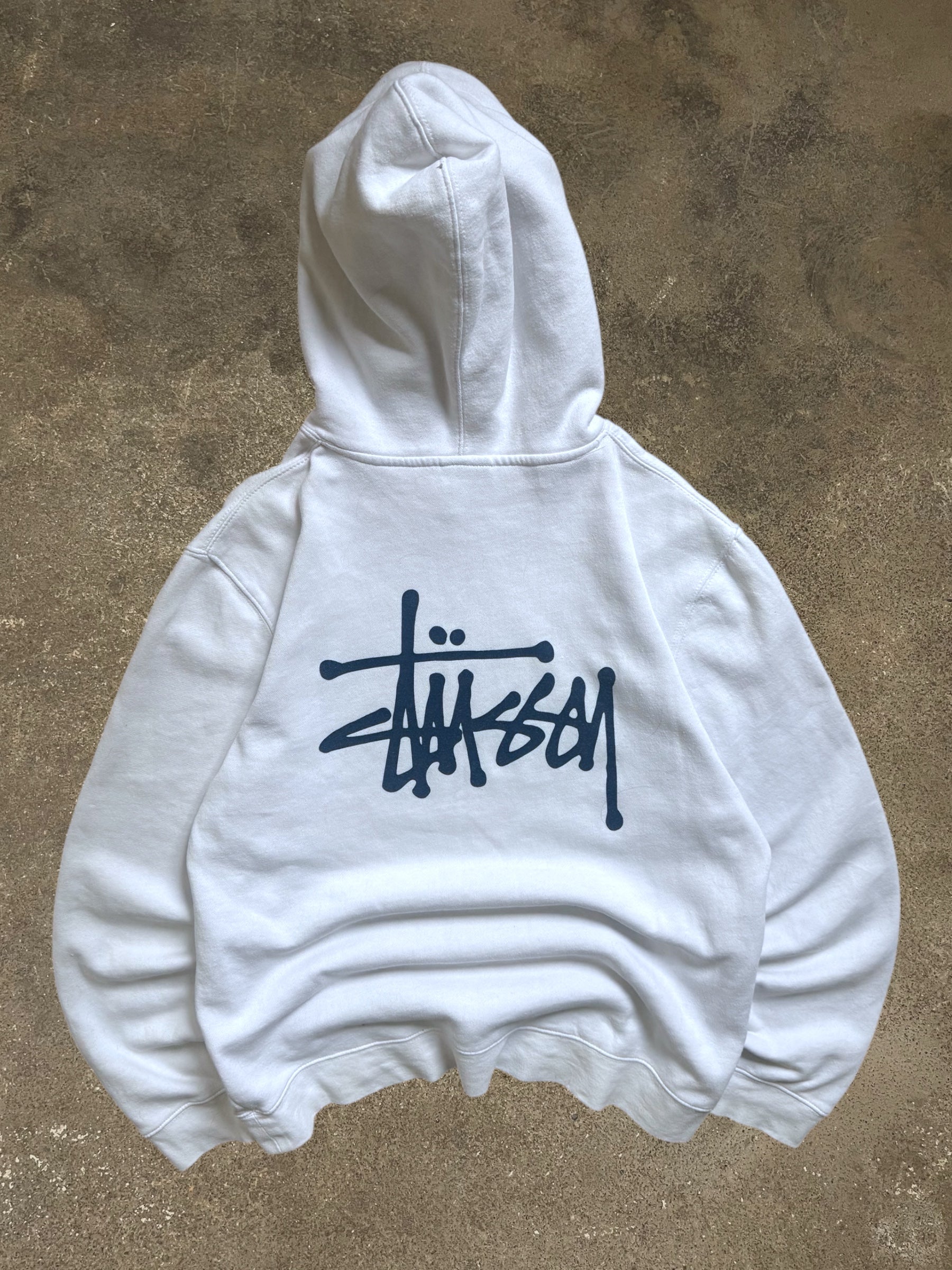 VINTAGE STÜSSY WHITE BASIC LOGO HOODIE