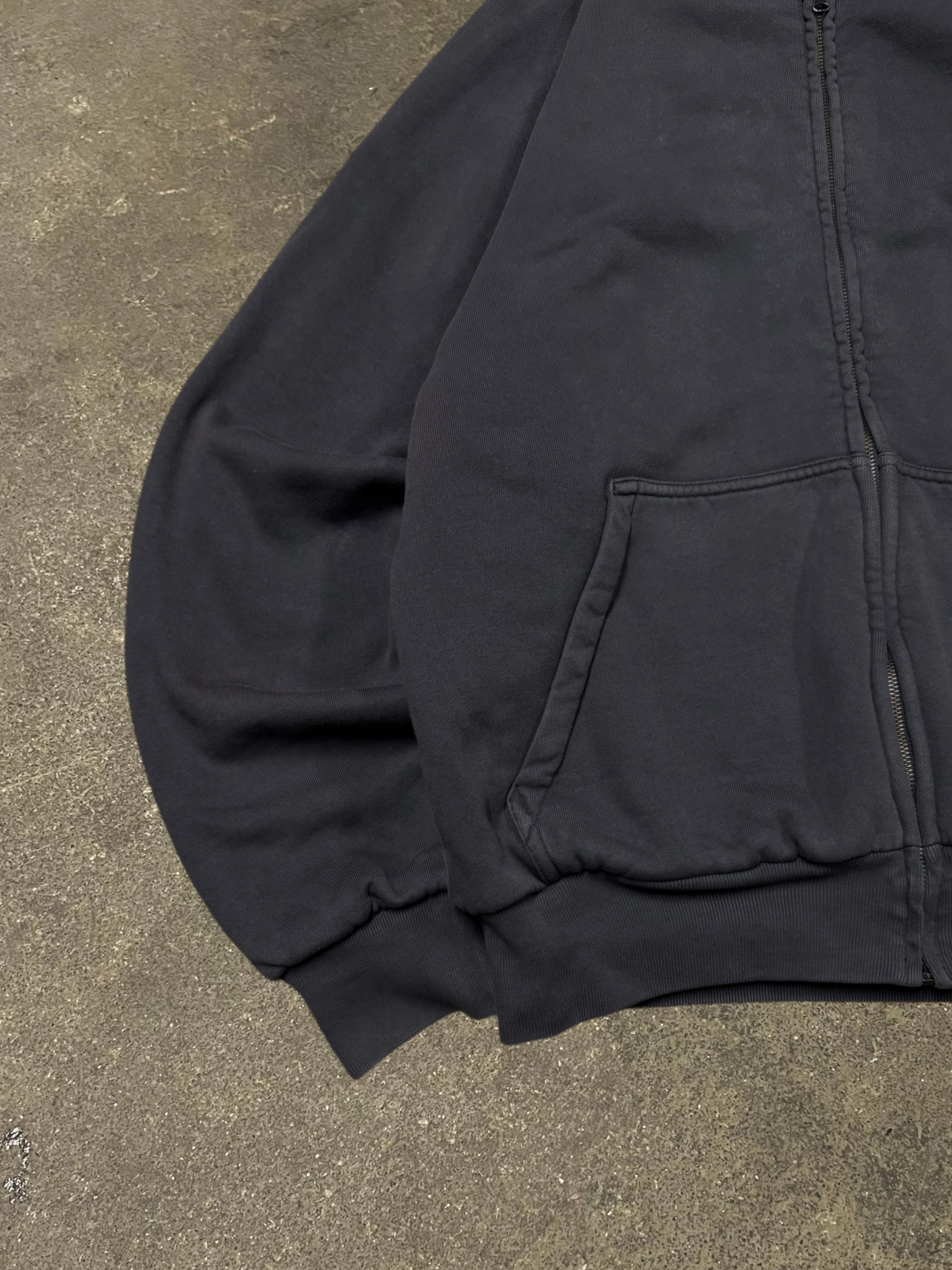 YEEZY X GAP UNRELEASED DARK GREY DOUBLE LAYERED ZIP-UP HOODIE