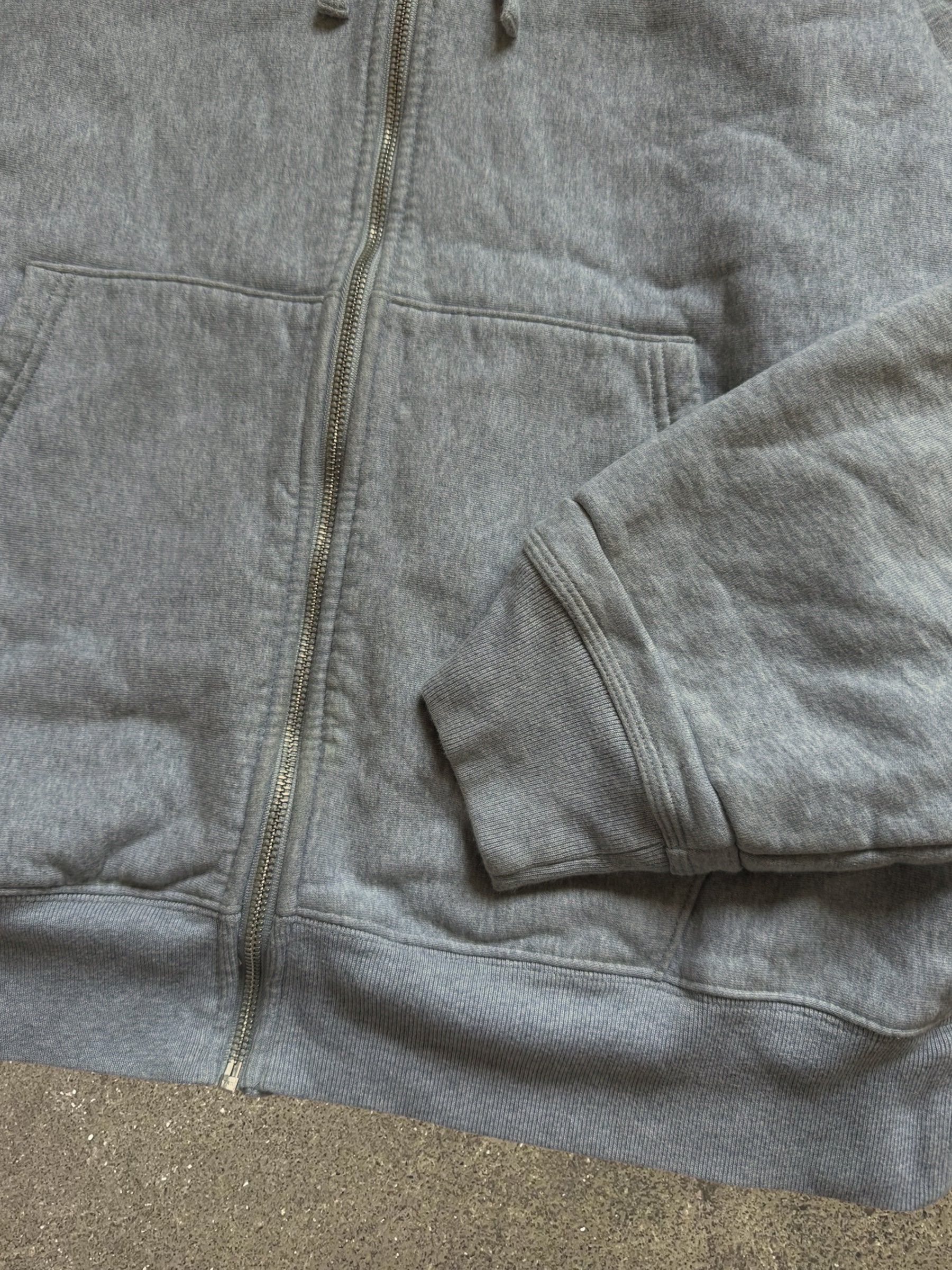 STÜSSY GREY STOCK LOGO ZIP-UP HOODIE