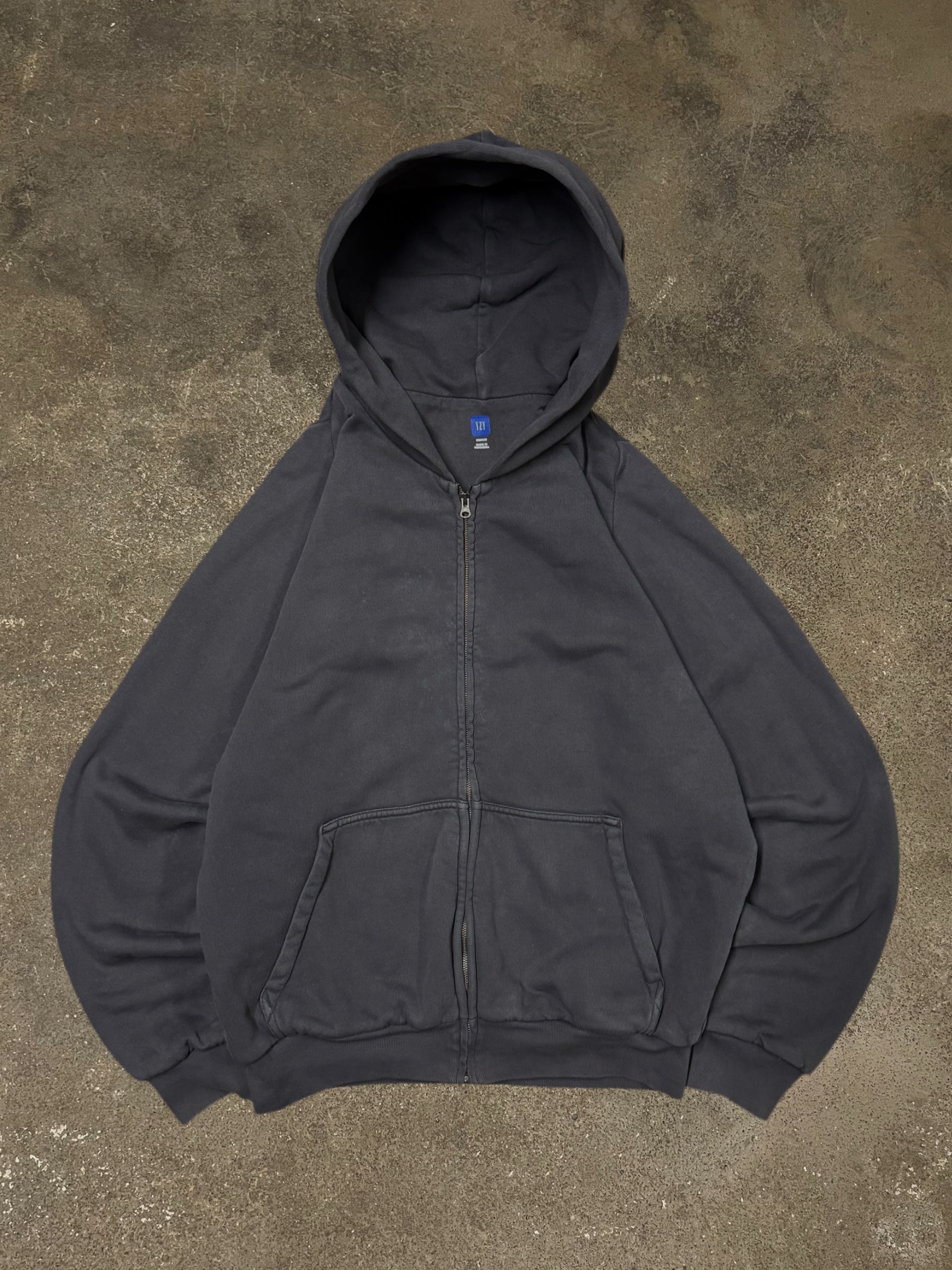 YEEZY X GAP UNRELEASED DARK GREY DOUBLE LAYERED ZIP-UP HOODIE