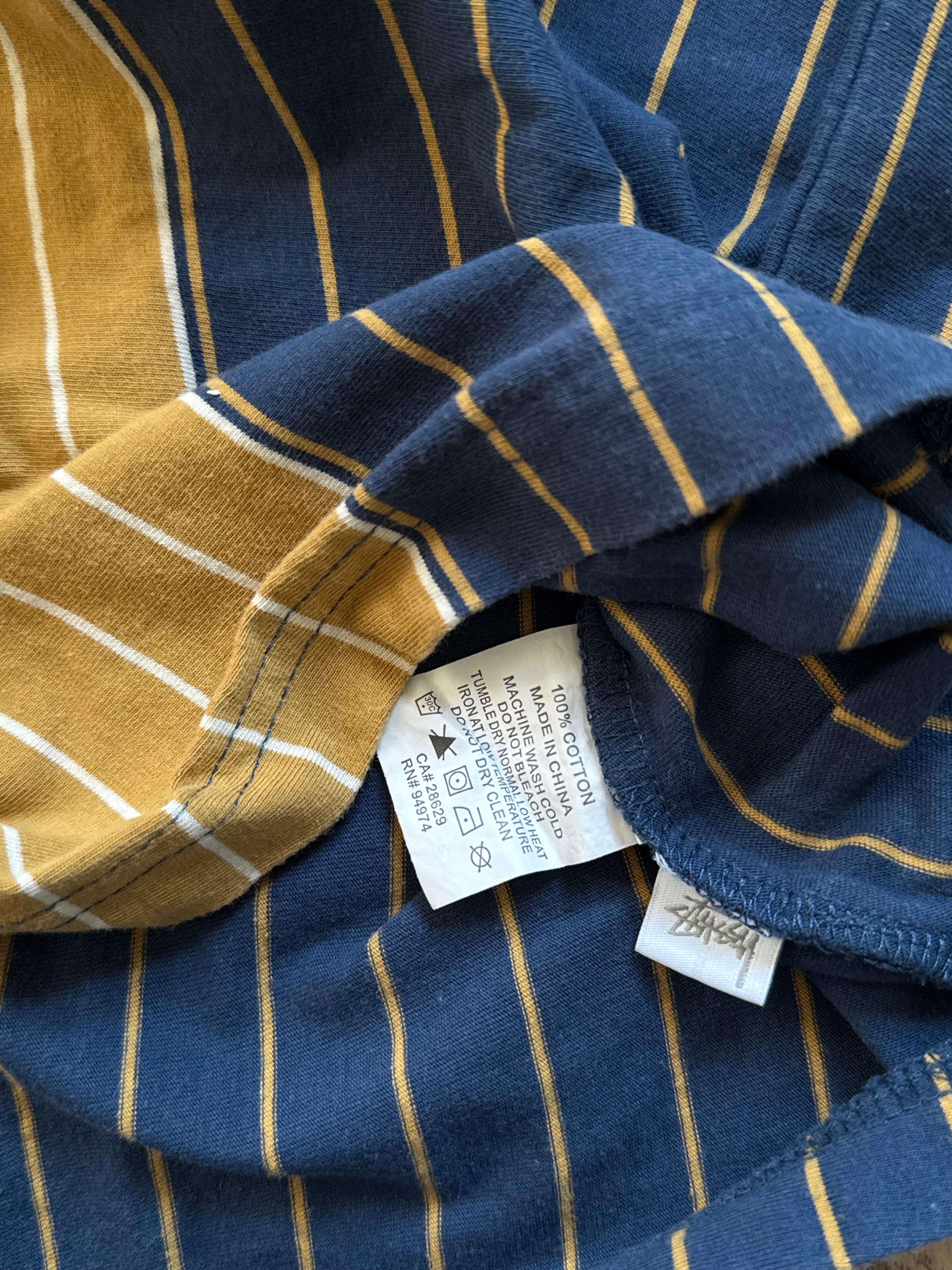 STÜSSY TIVOLI STRIPE QUARTER-ZIP T-SHIRT