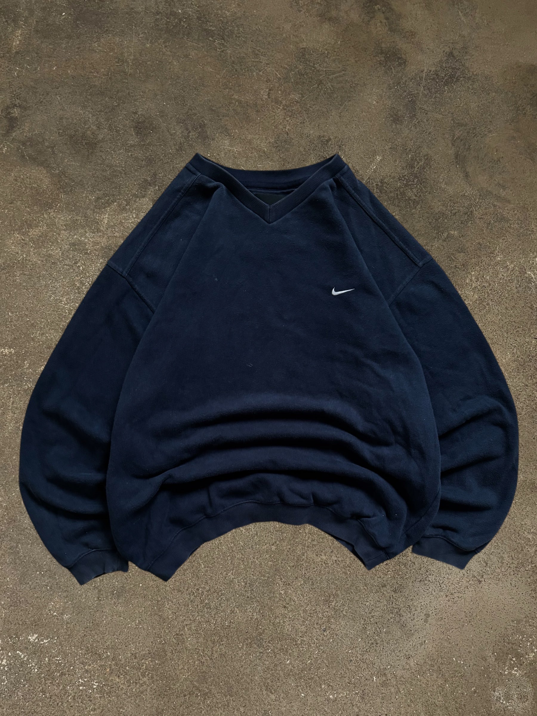 VINTAGE 90S NIKE NAVY MINI SWOOSH SWEATSHIRT