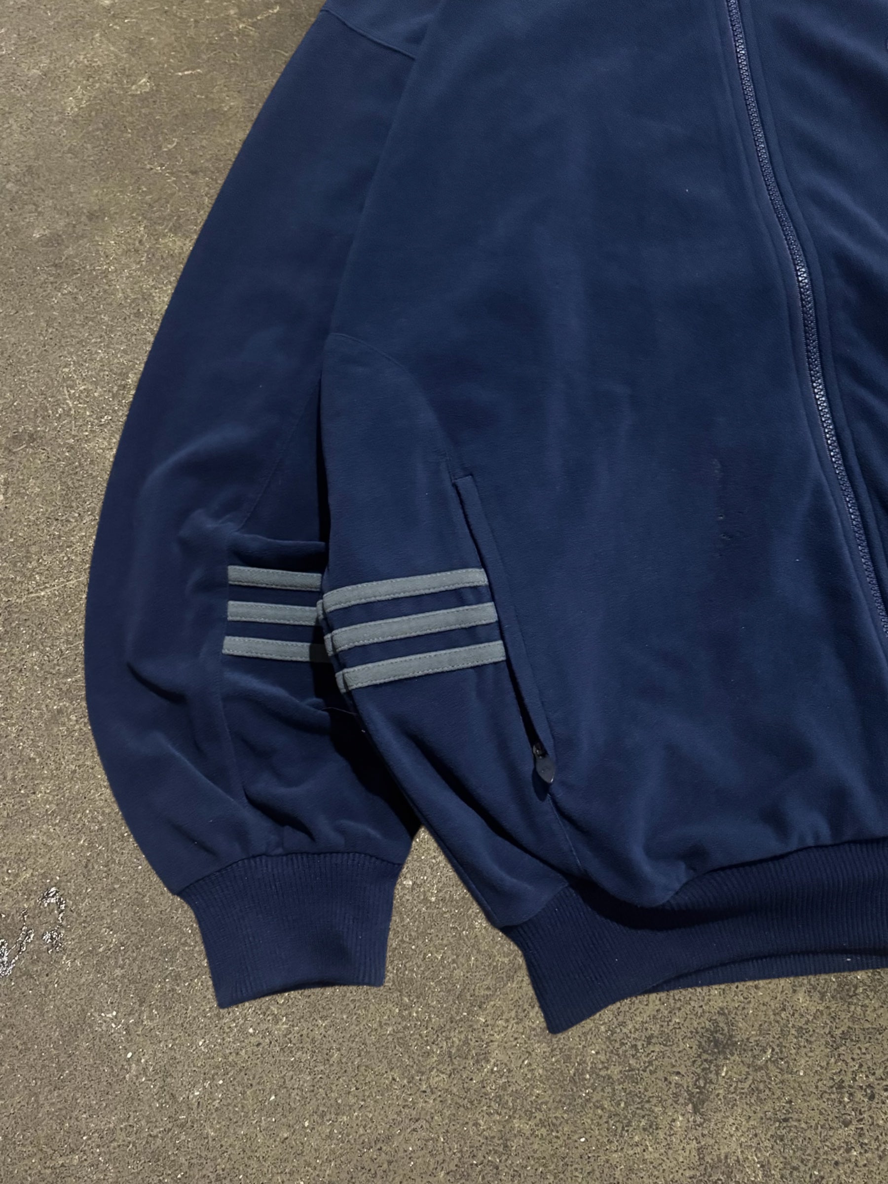 VINTAGE 90S ADIDAS NAVY FLEECE TRACK JACKET