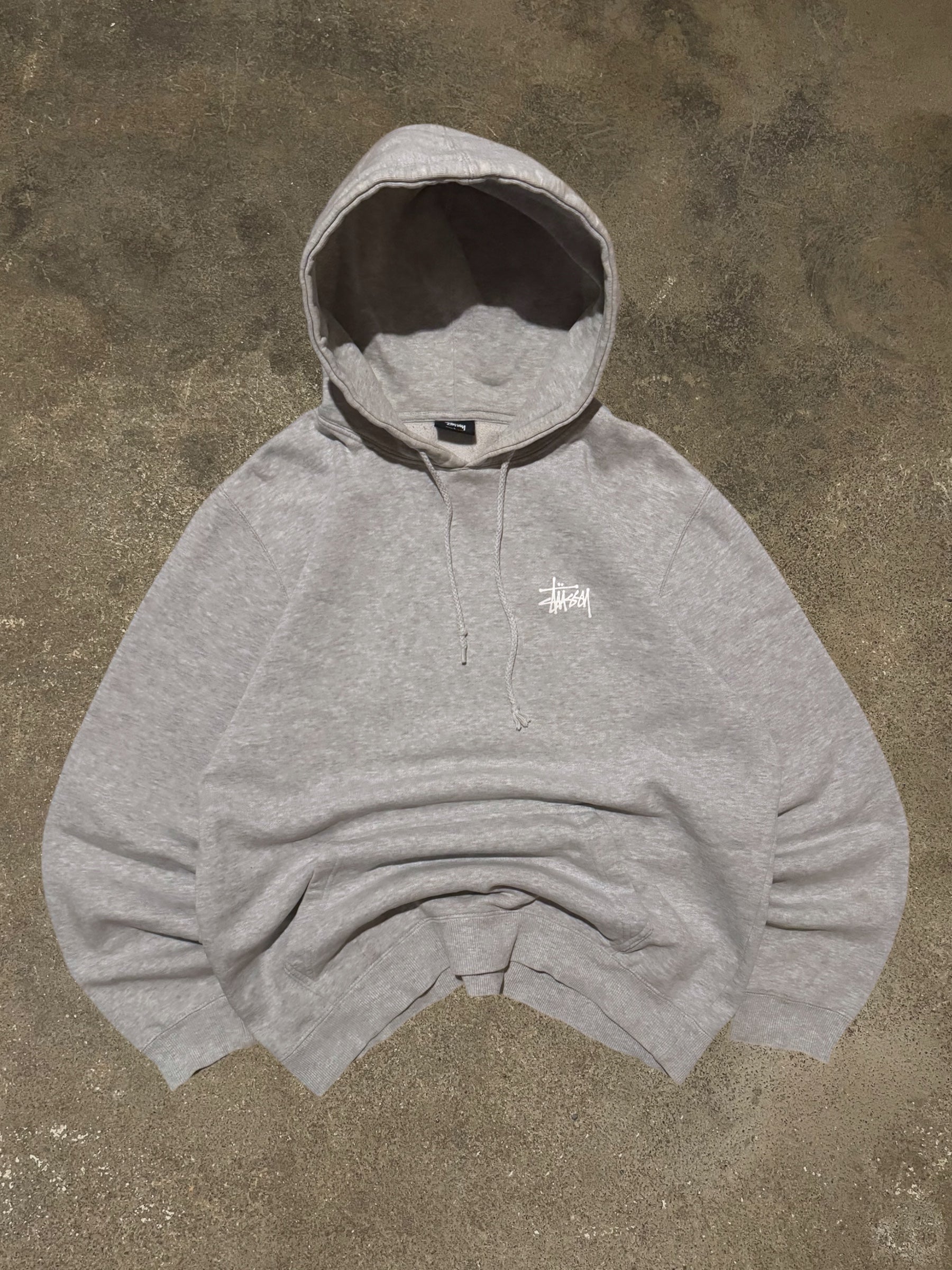 STÜSSY GREY BASIC LOGO HOODIE