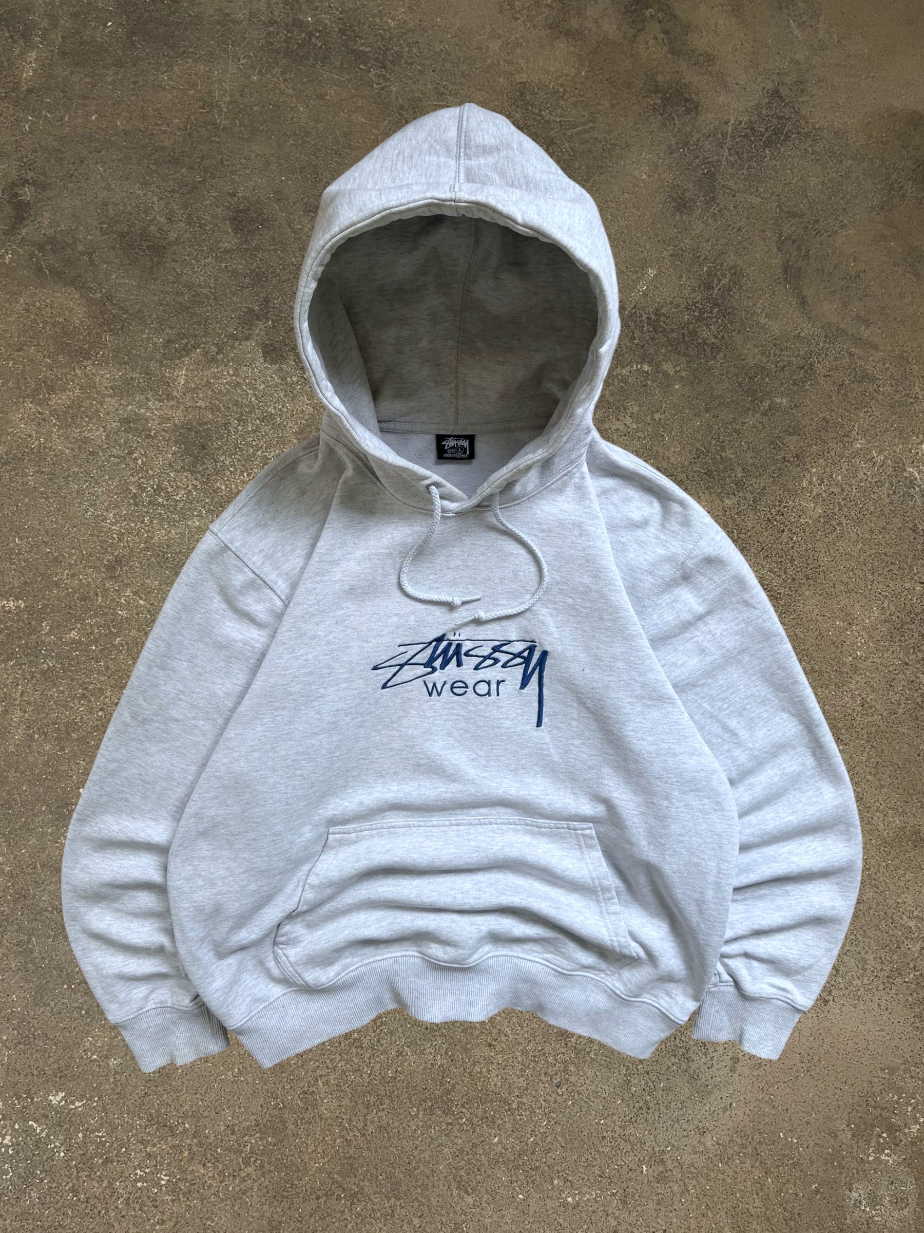 STÜSSY GREY WEAR LOGO HOODIE