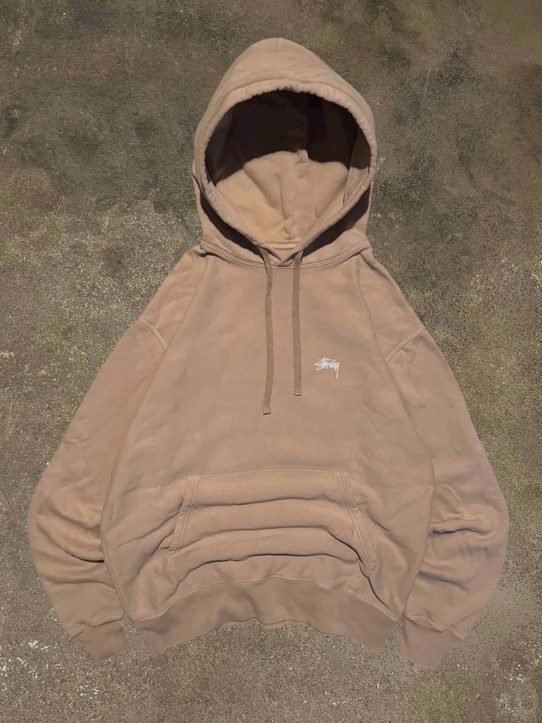 STÜSSY BEIGE STOCK LOGO HOODIE