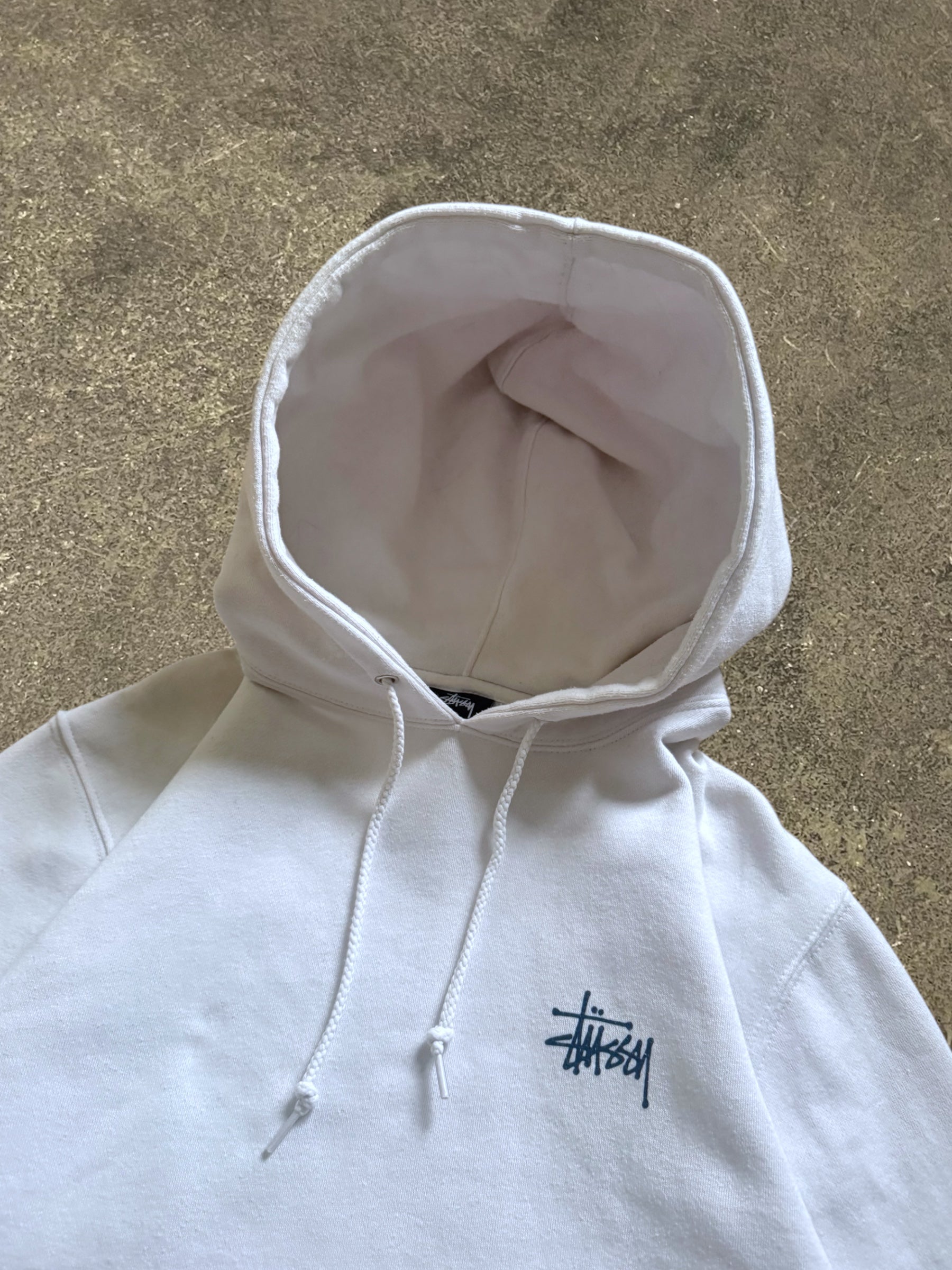 VINTAGE STÜSSY WHITE BASIC LOGO HOODIE
