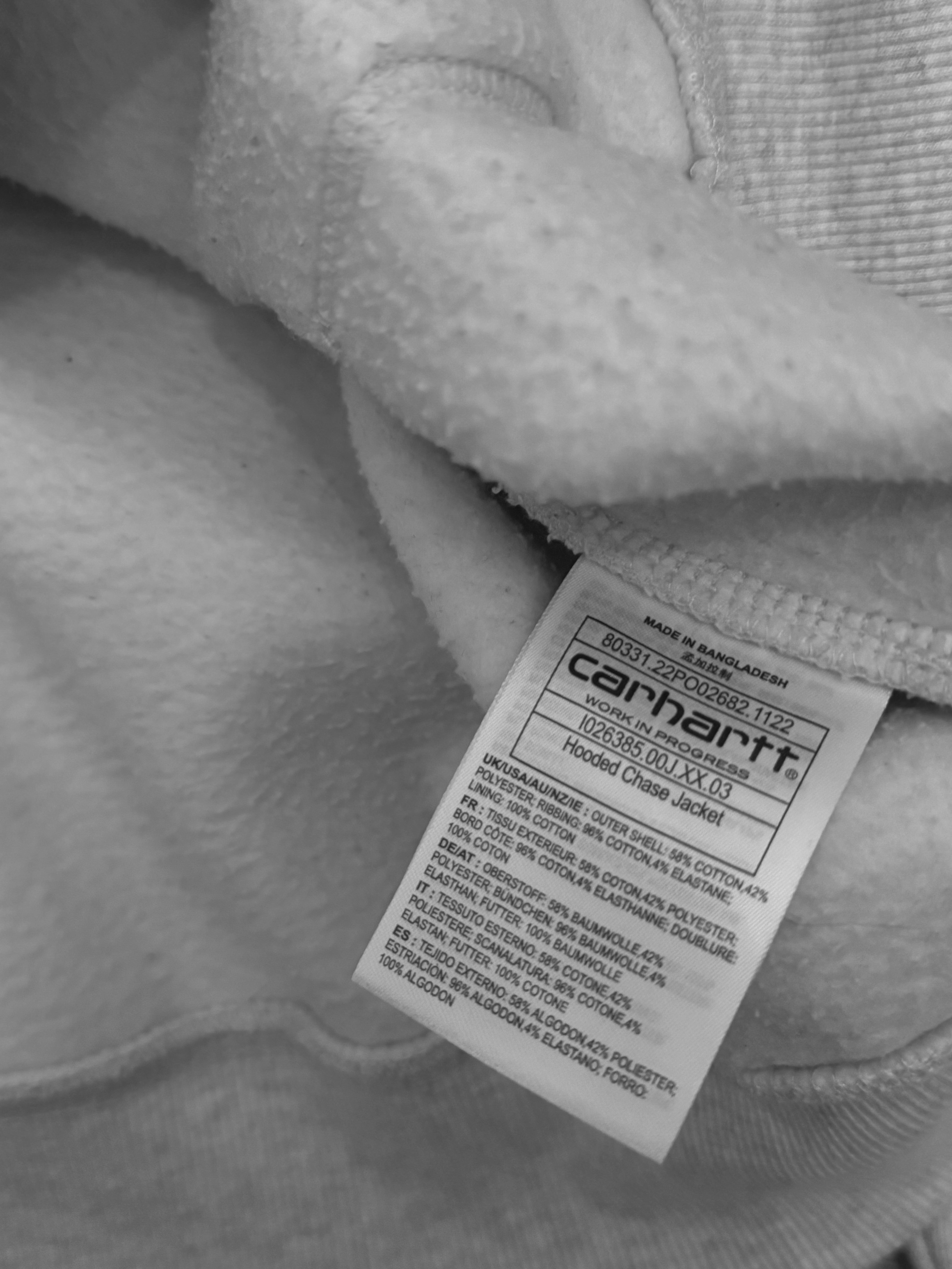 CARHARTT GREY CHASE ZIP-UP HOODIE