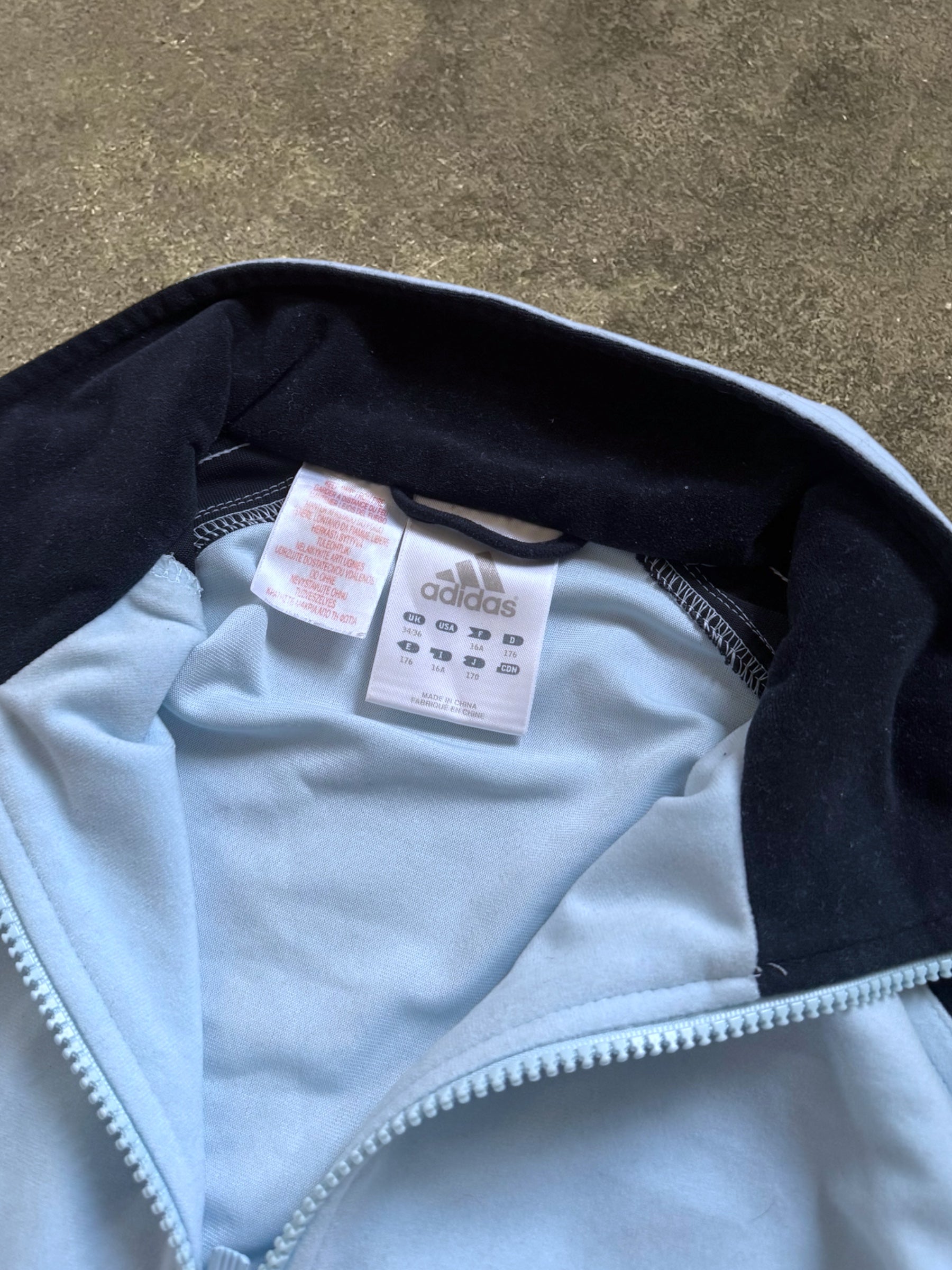 VINTAGE 00S ADIDAS BABY BLUE FLEECE TRACK JACKET
