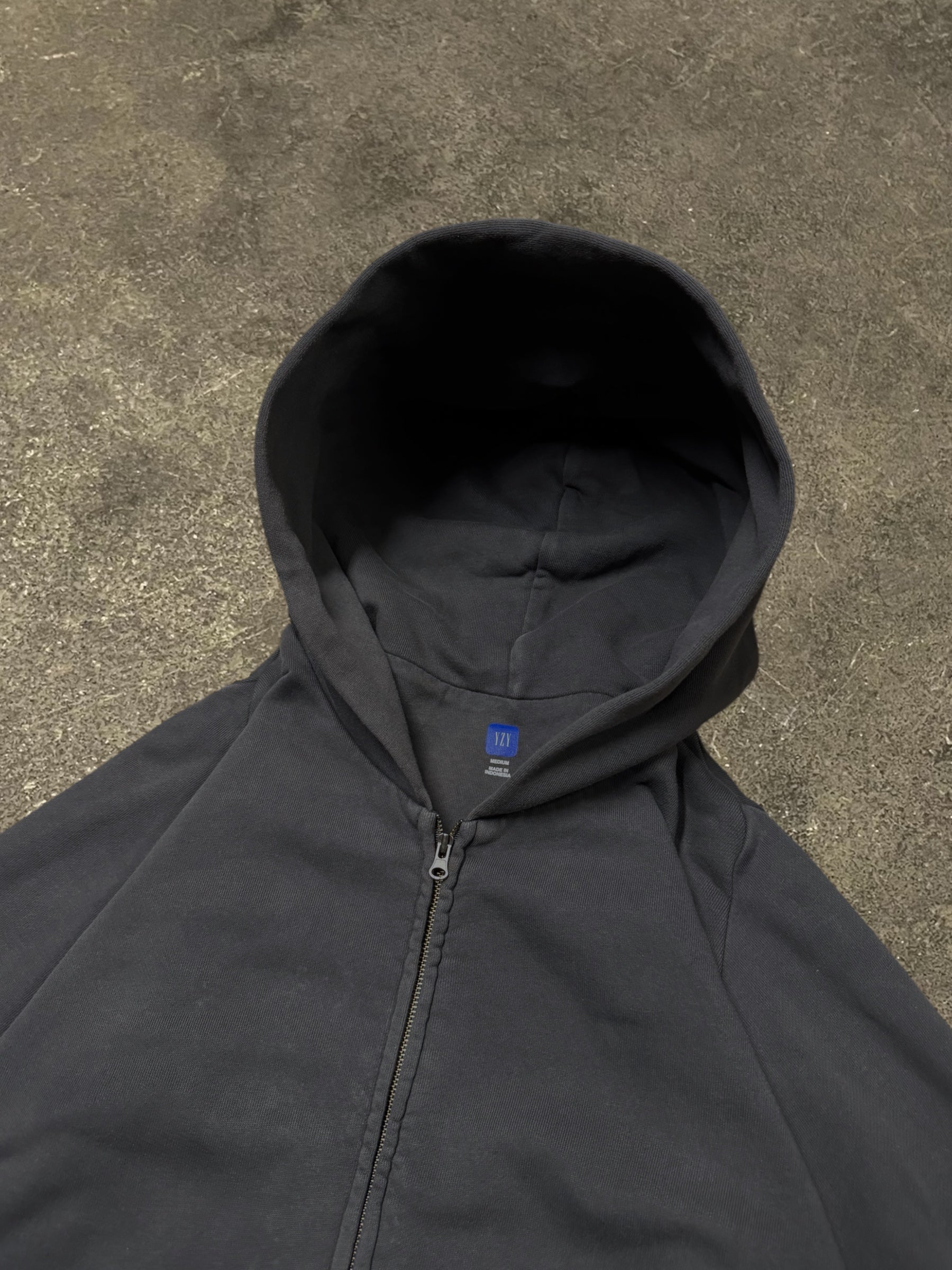 YEEZY X GAP UNRELEASED DARK GREY DOUBLE LAYERED ZIP-UP HOODIE