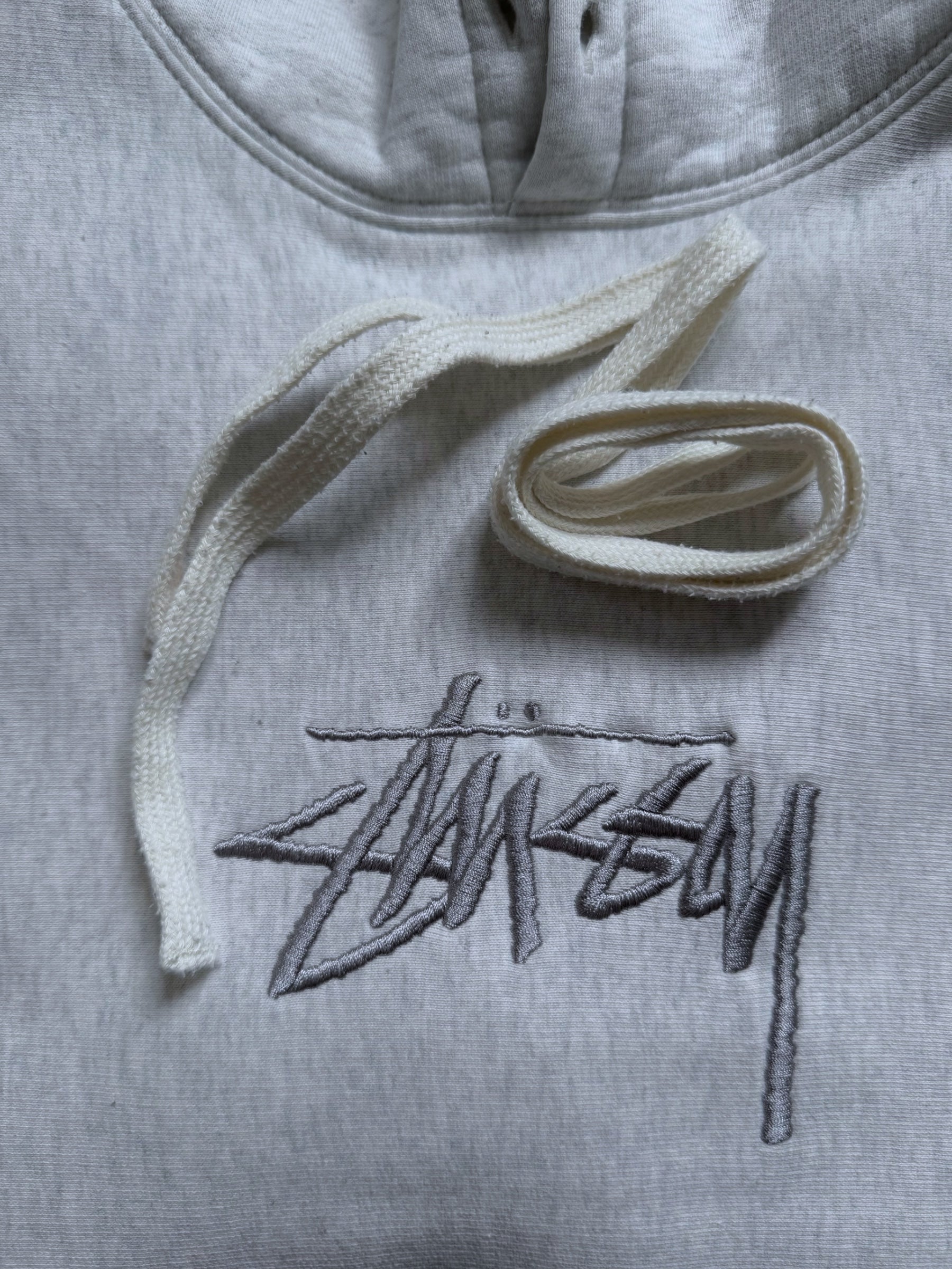 STÜSSY GREY STOCK APPLIQUE LOGO HOODIE