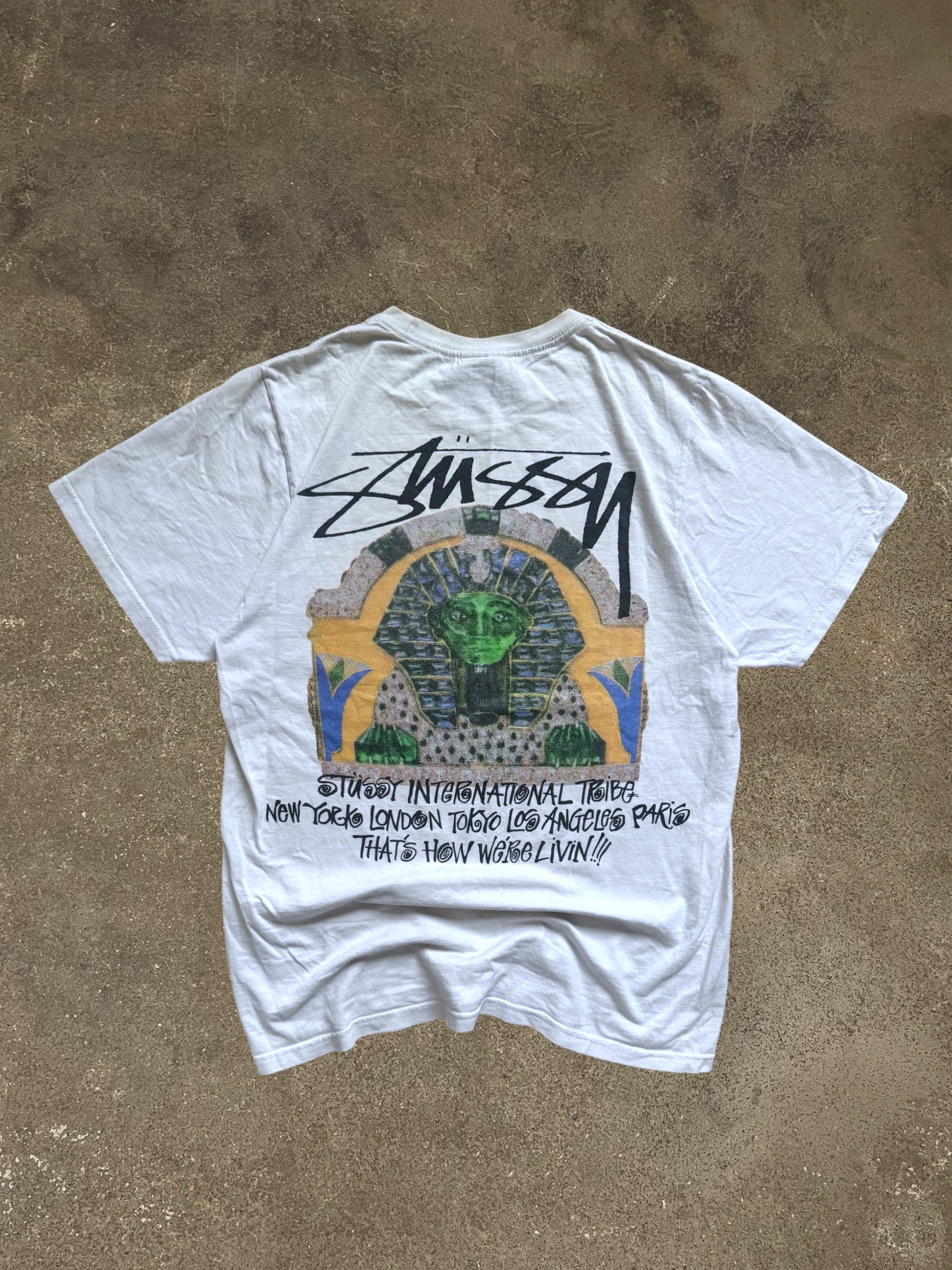 STÜSSY WHITE SPHINX LOGO T-SHIRT