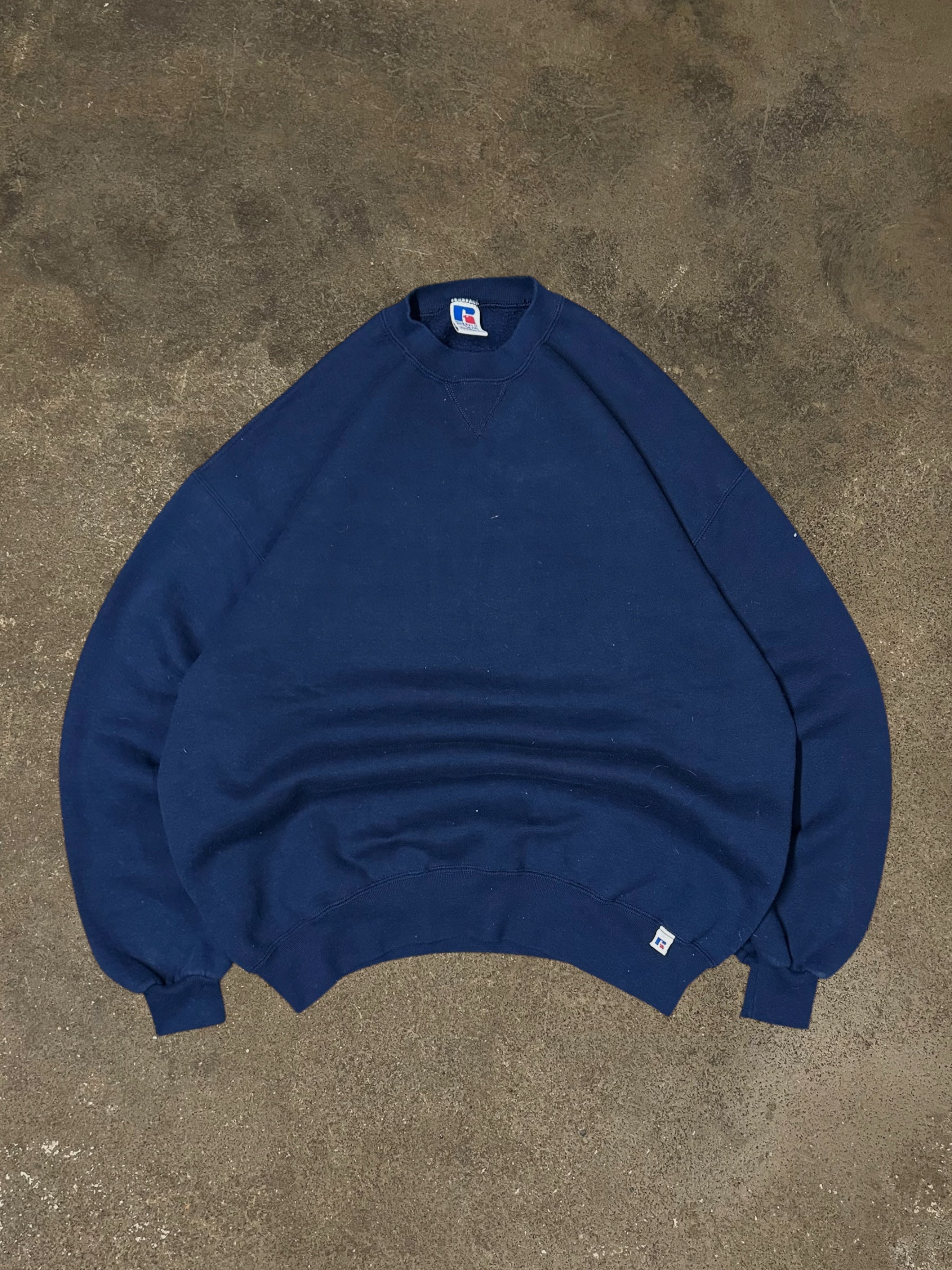 VINTAGE RUSSELL NAVY SWEATSHIRT, MADE IN U.S.A