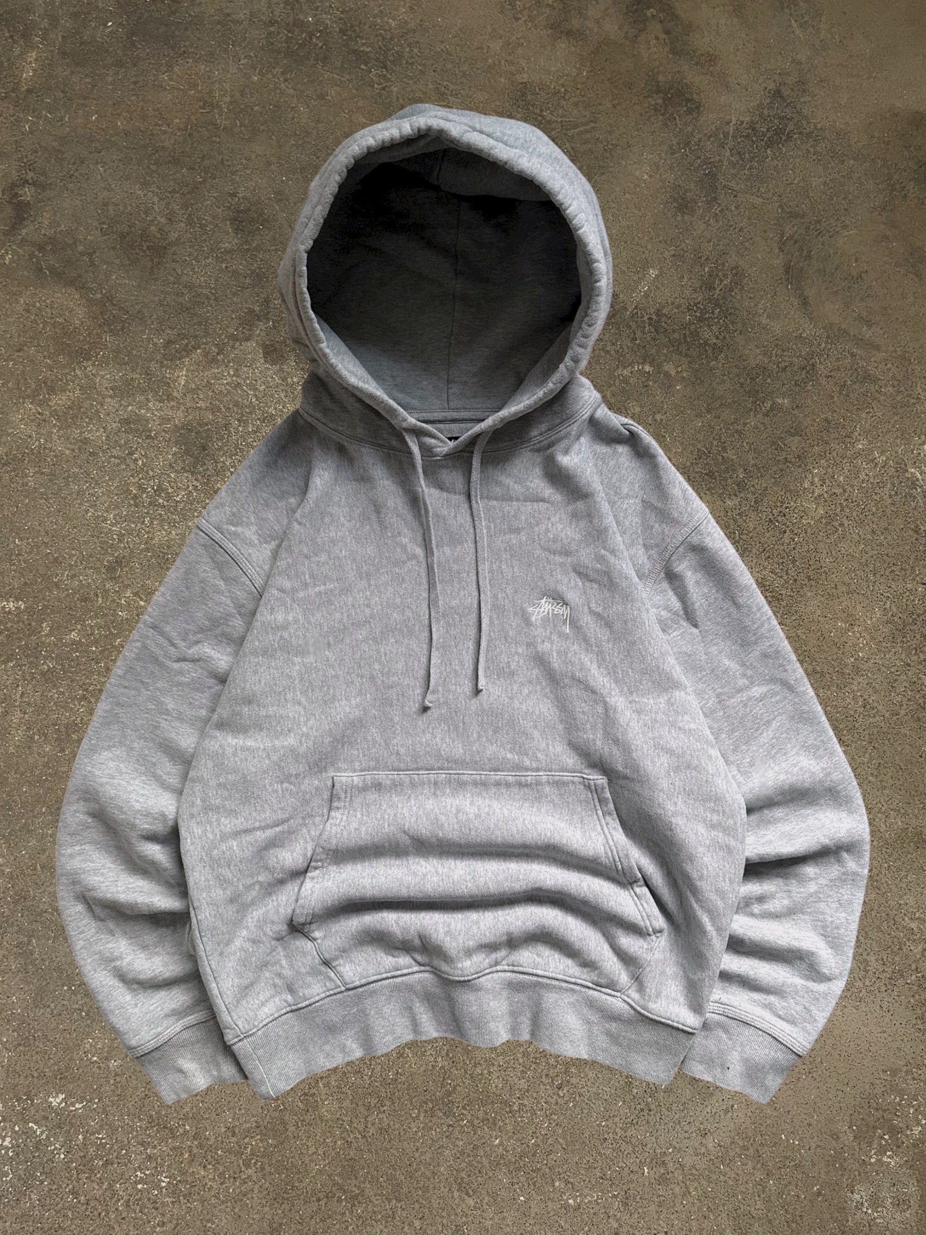 STÜSSY GREY STOCK LOGO HOODIE