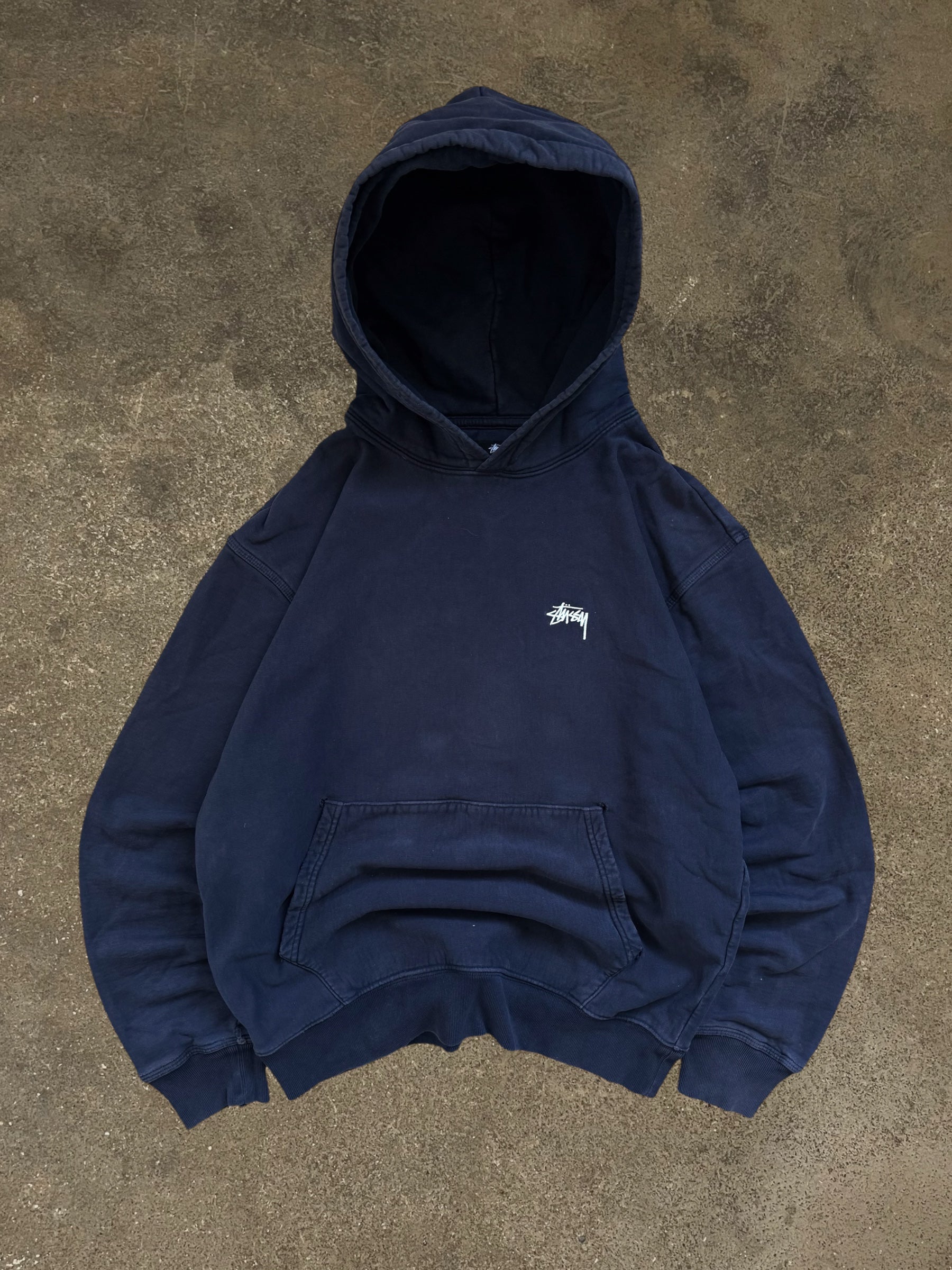 STÜSSY NAVY STOCK LOGO HOODIE
