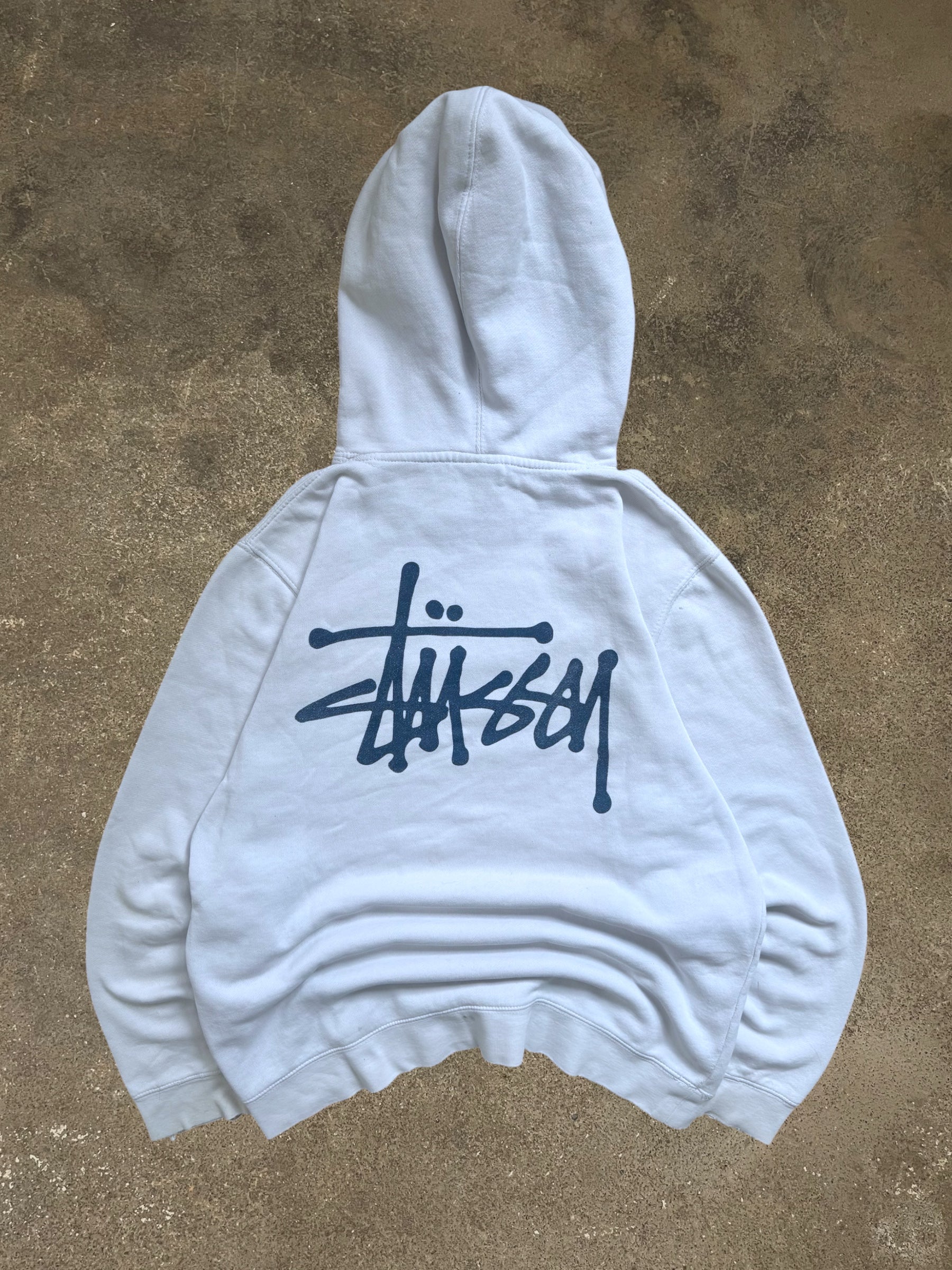 VINTAGE STÜSSY WHITE BASIC LOGO HOODIE