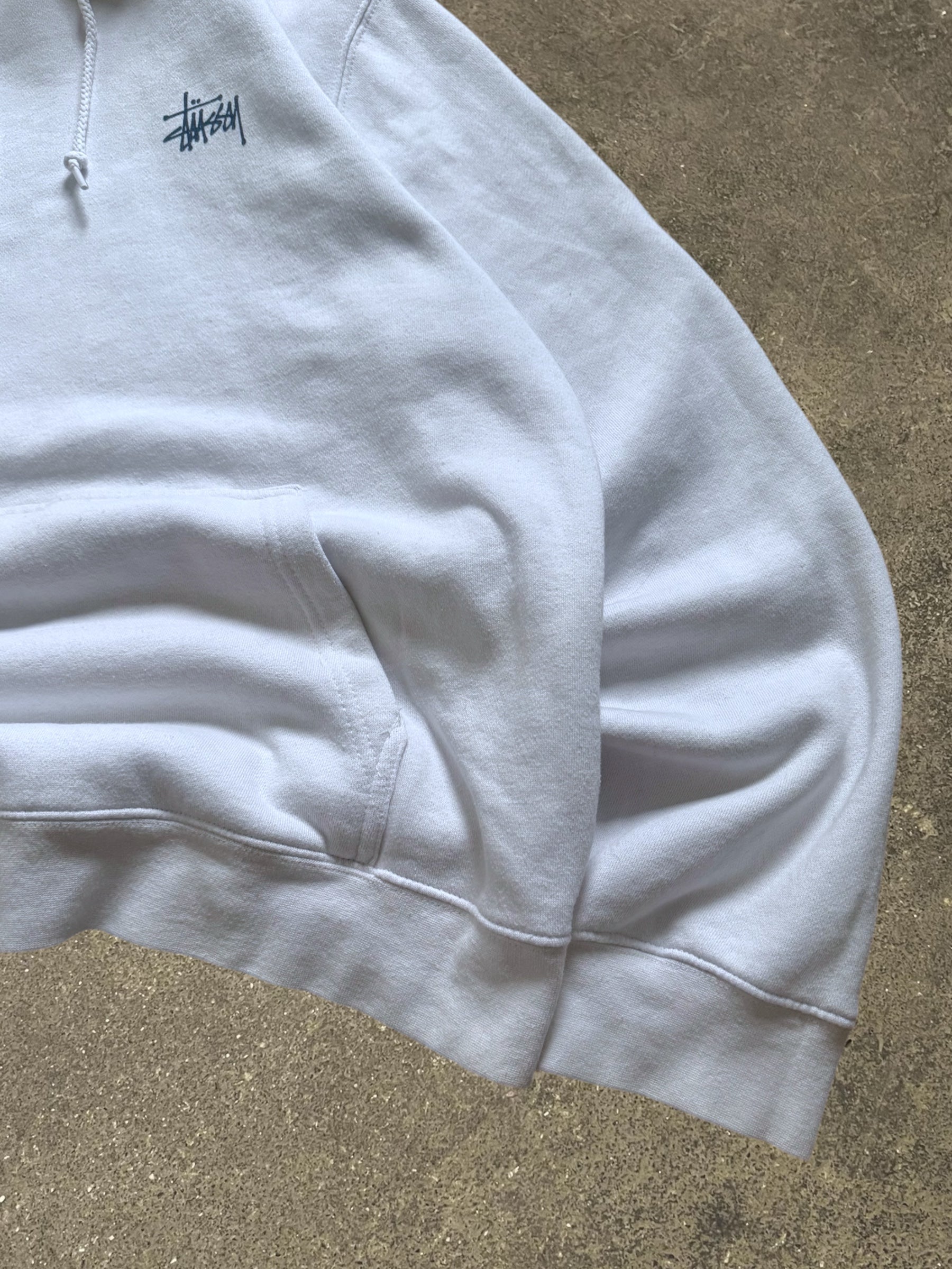 VINTAGE STÜSSY WHITE BASIC LOGO HOODIE