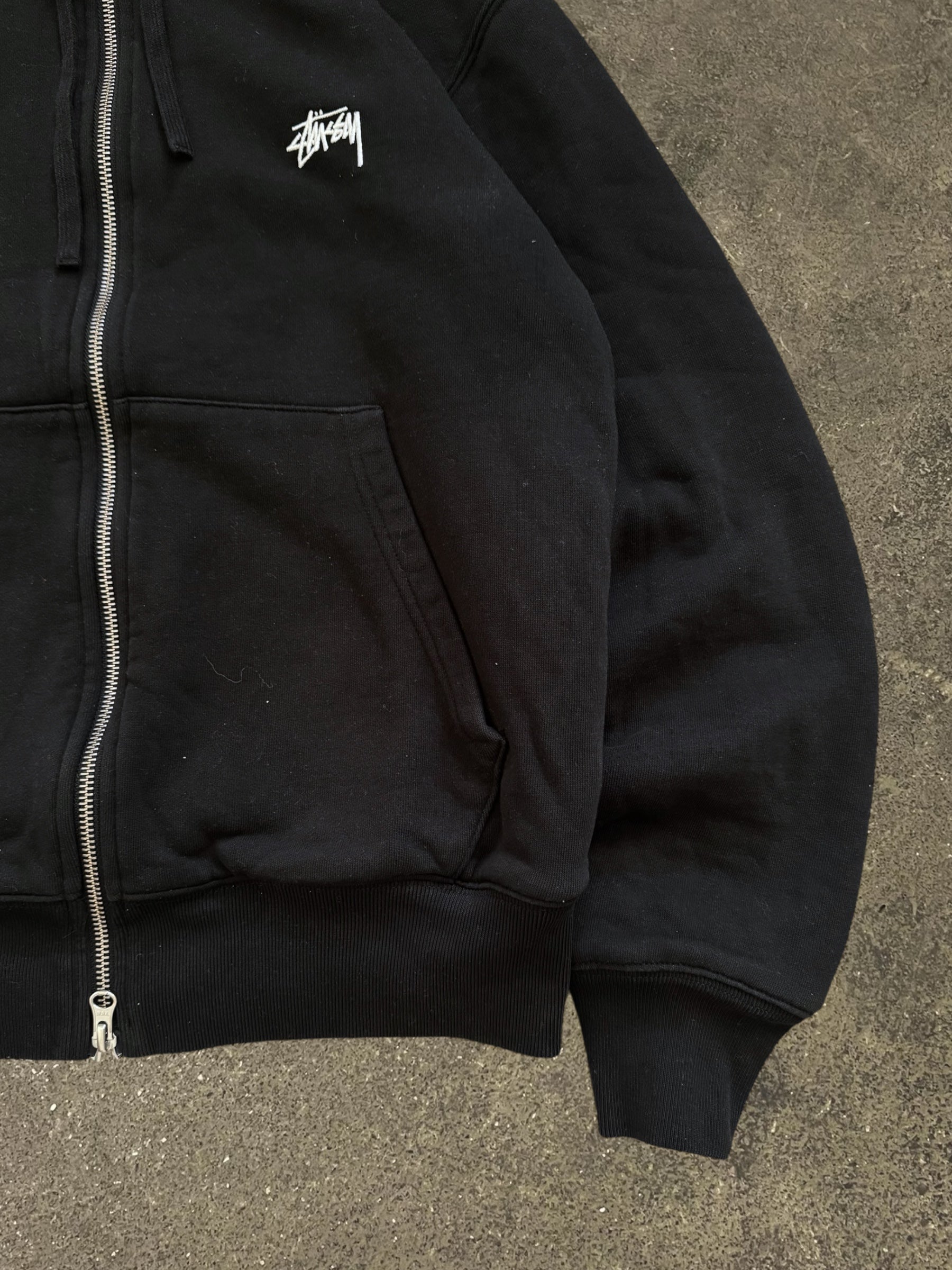 STÜSSY THERMAL LINED STOCK LOGO ZIP-UP HOODIE