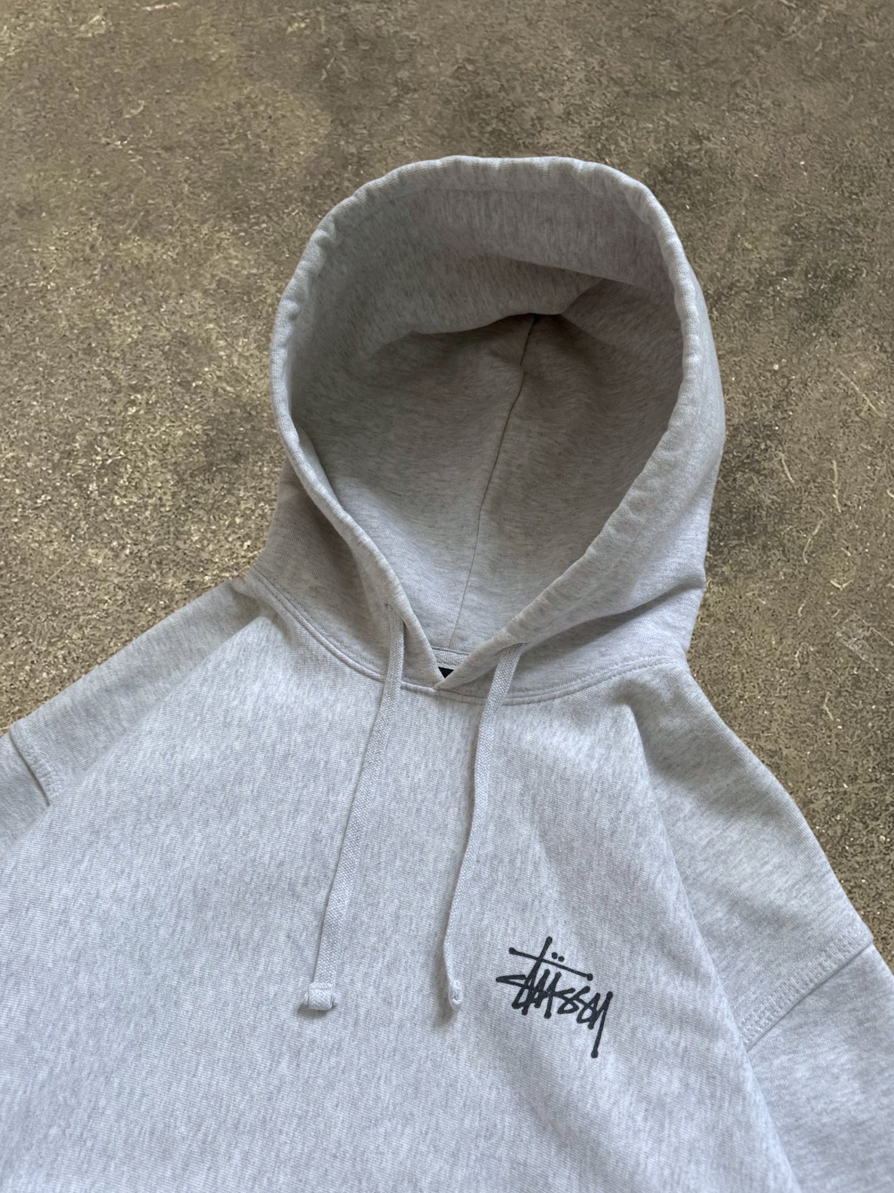STÜSSY GREY BASIC LOGO HOODIE