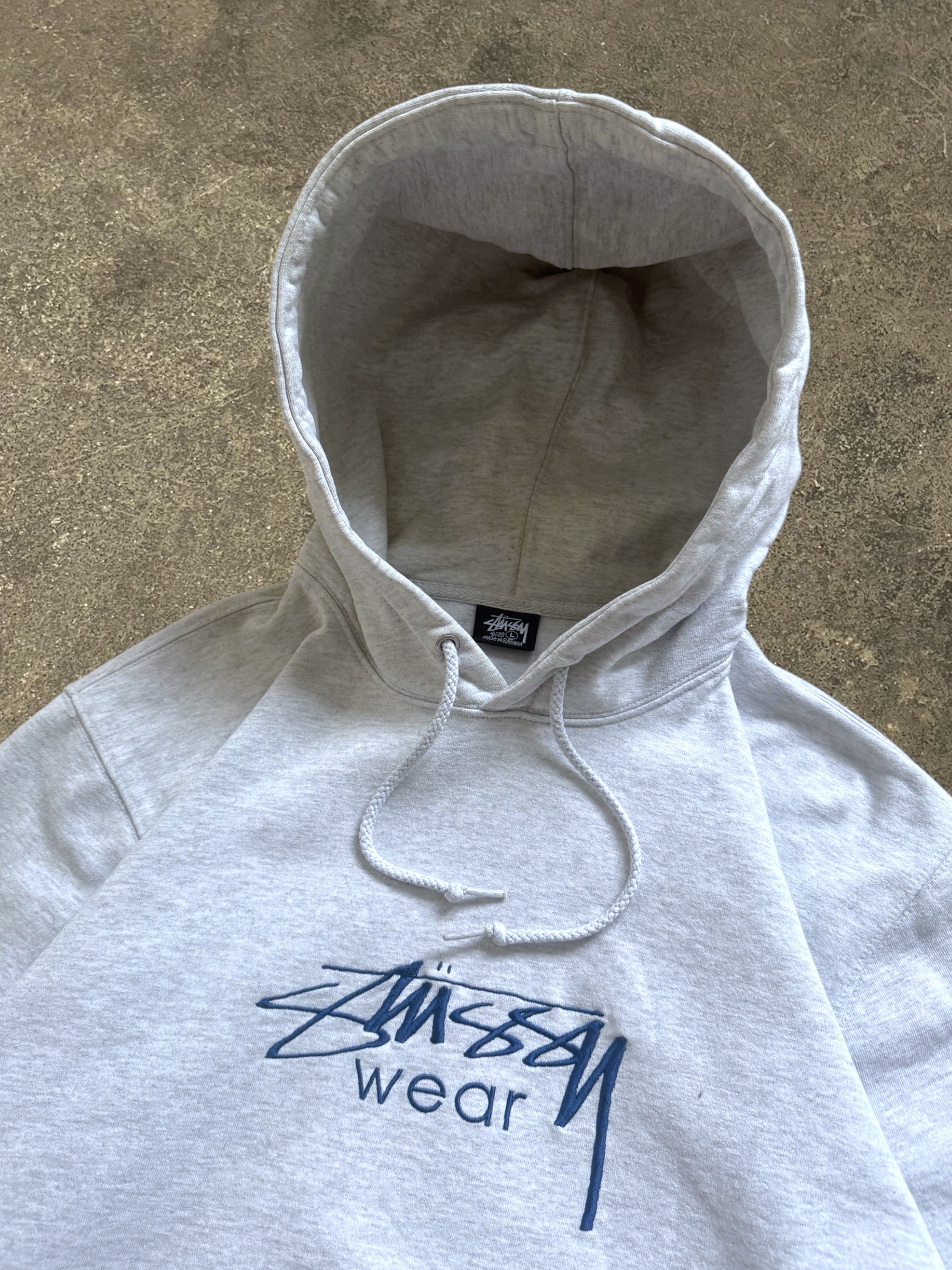 STÜSSY GREY WEAR LOGO HOODIE