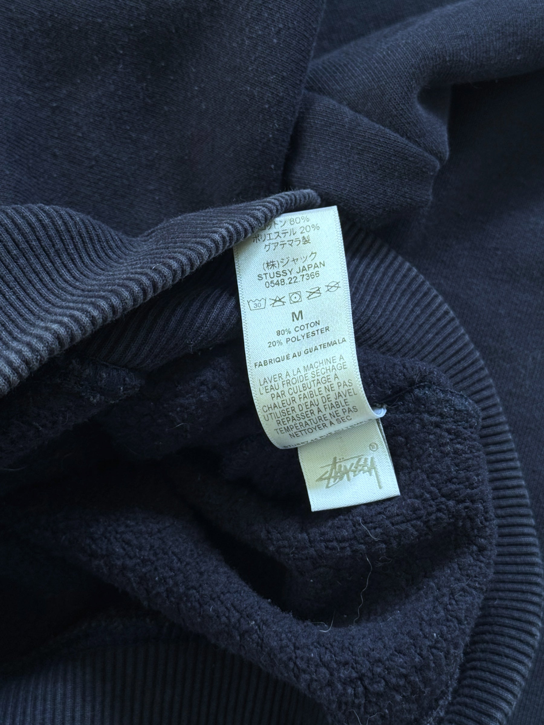 STÜSSY NAVY BASIC LOGO ZIP-UP HOODIE