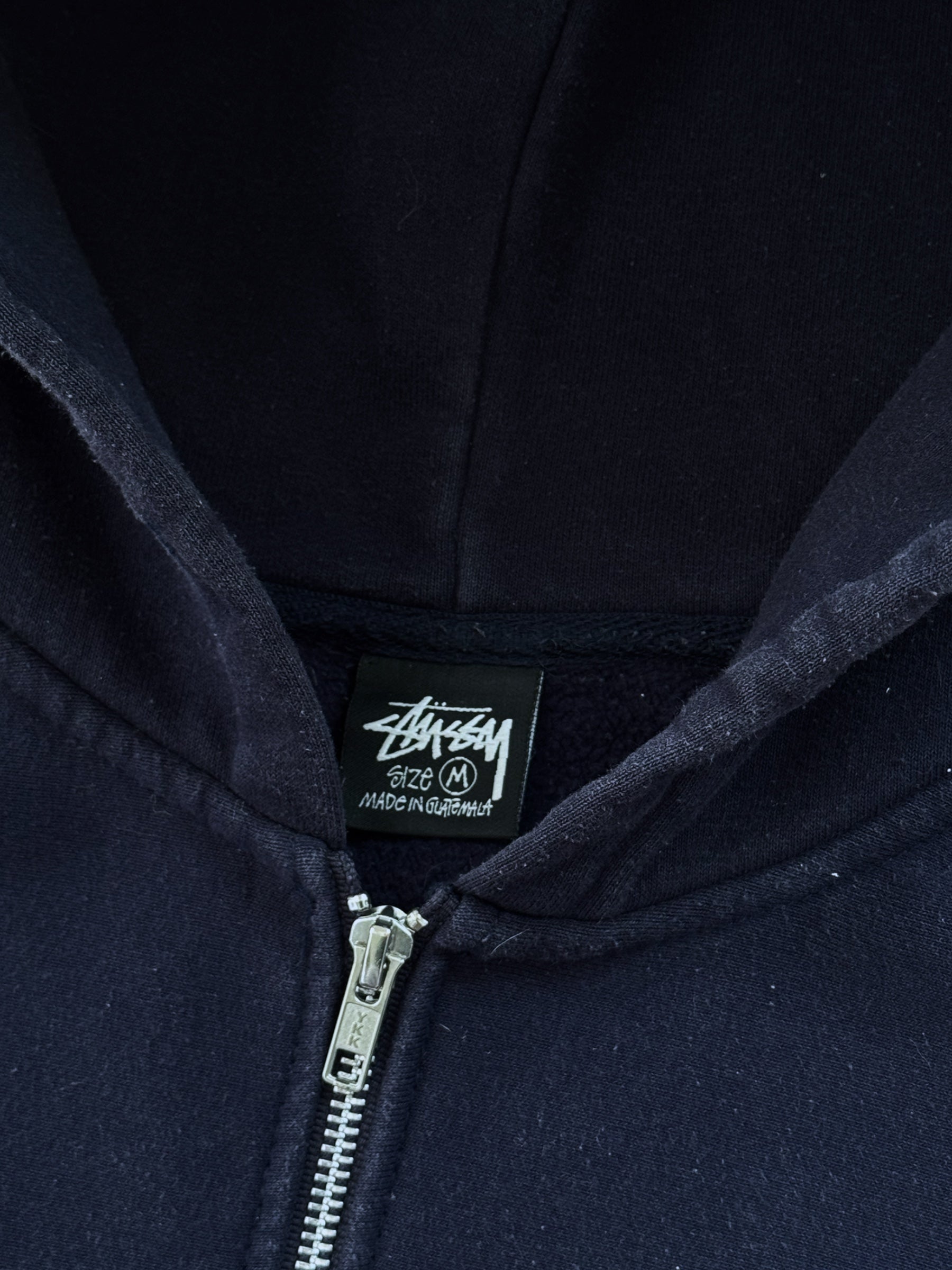 STÜSSY NAVY BASIC LOGO ZIP-UP HOODIE
