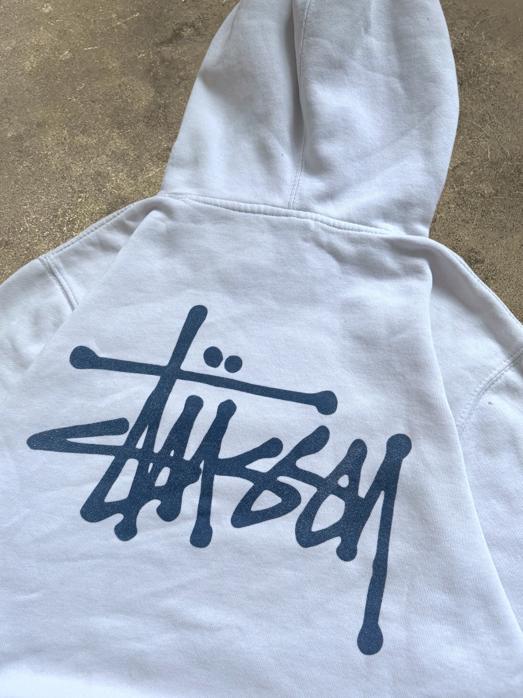 VINTAGE STÜSSY WHITE BASIC LOGO HOODIE