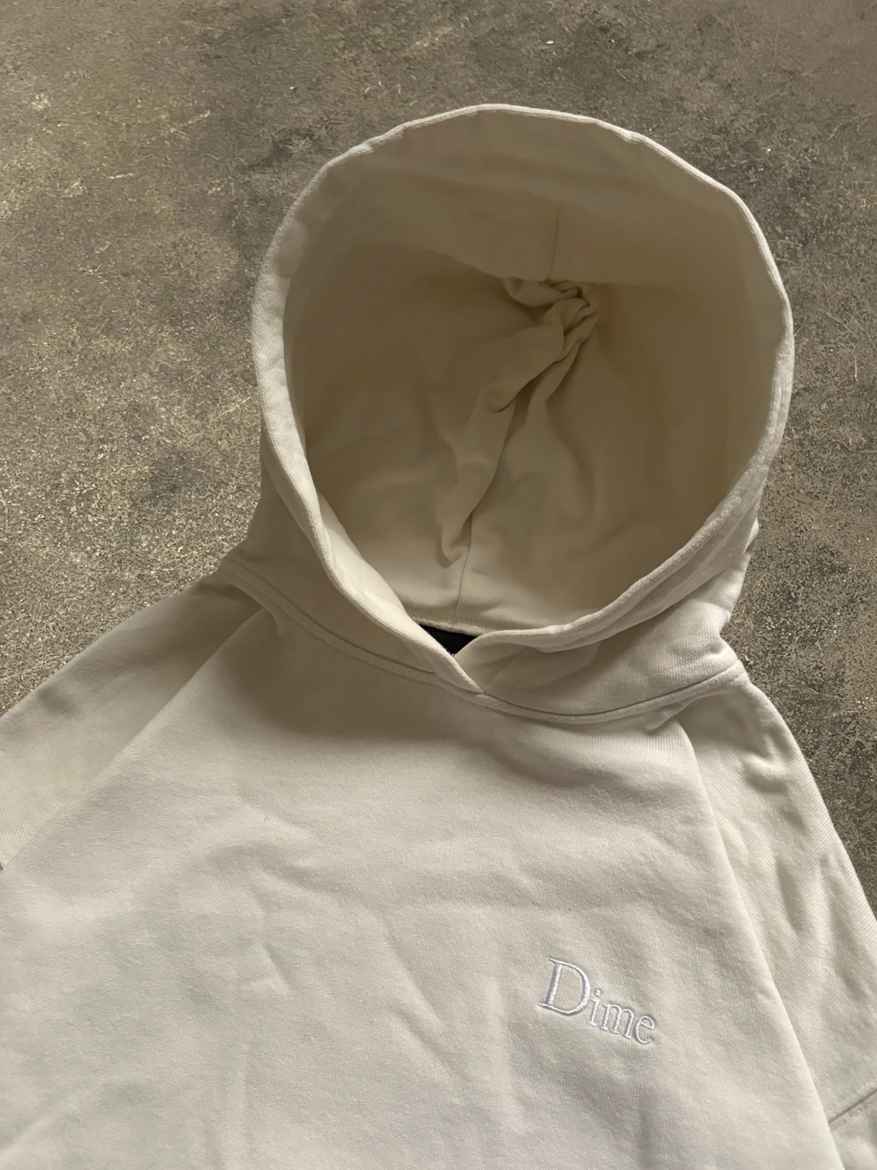 DIME NATURAL WHITE LITTLE LOGO HOODIE