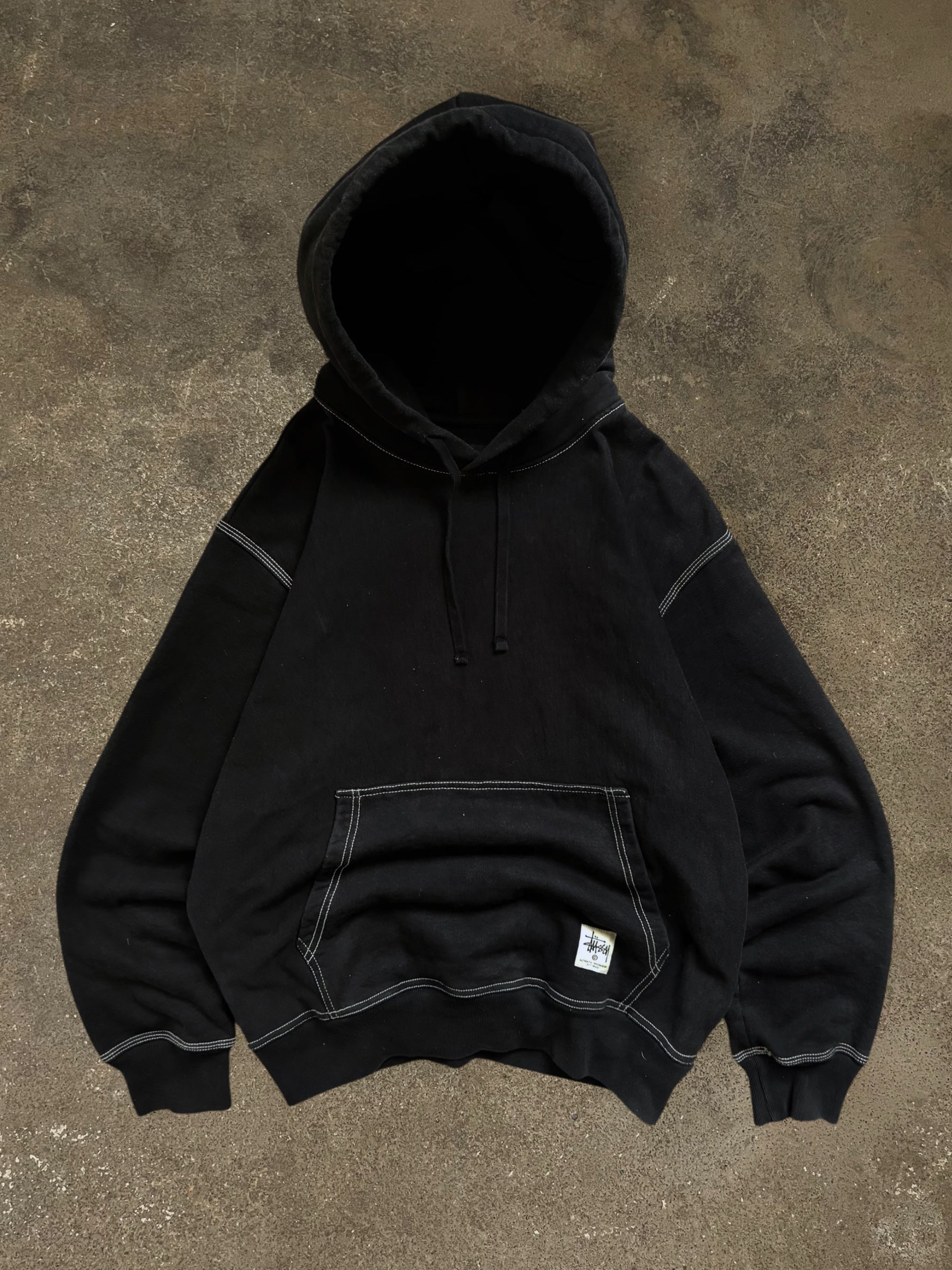 STÜSSY BLACK CONTRAST STITCH HOODIE