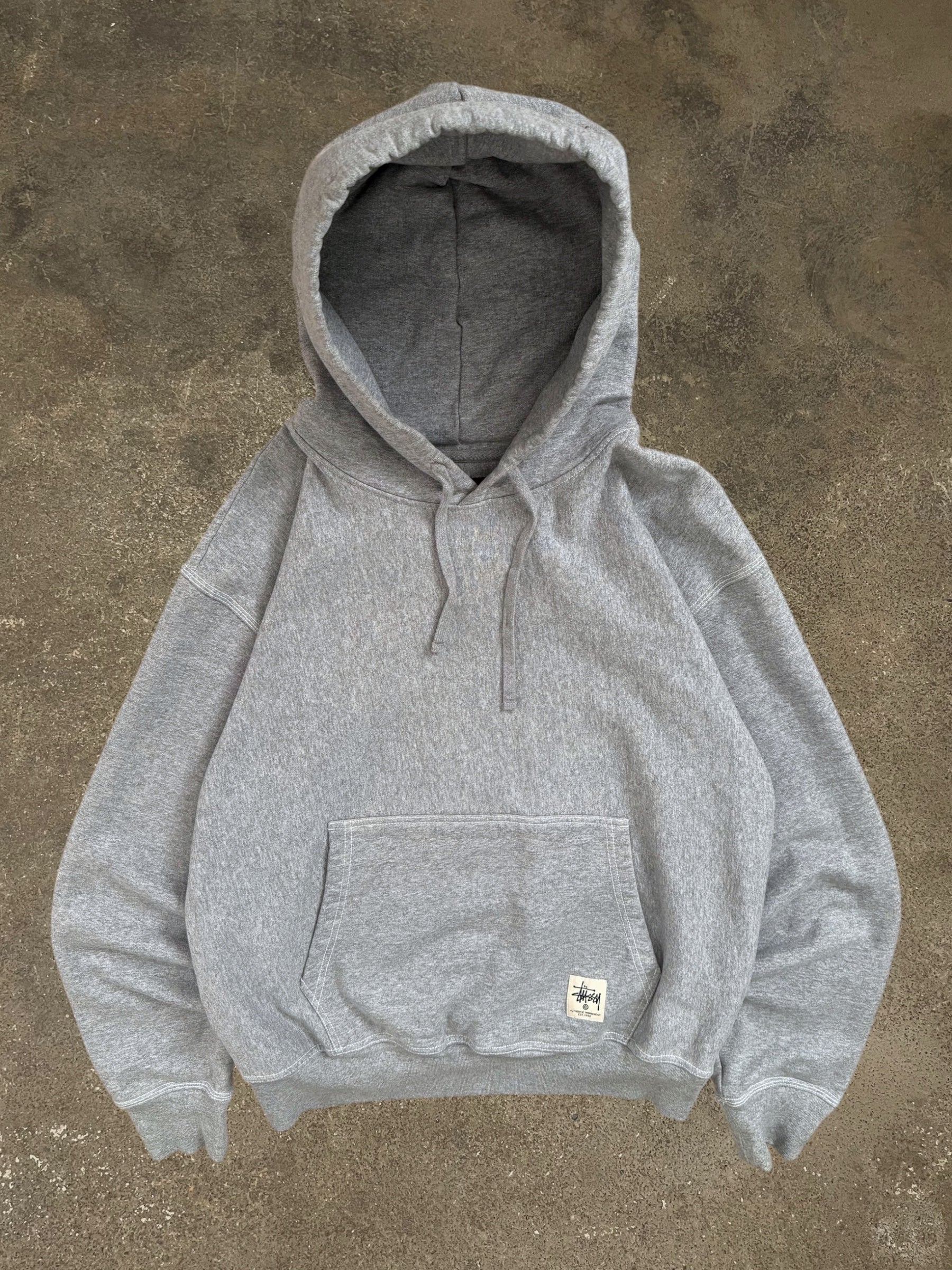 STÜSSY GREY CONTRAST STITCH HOODIE