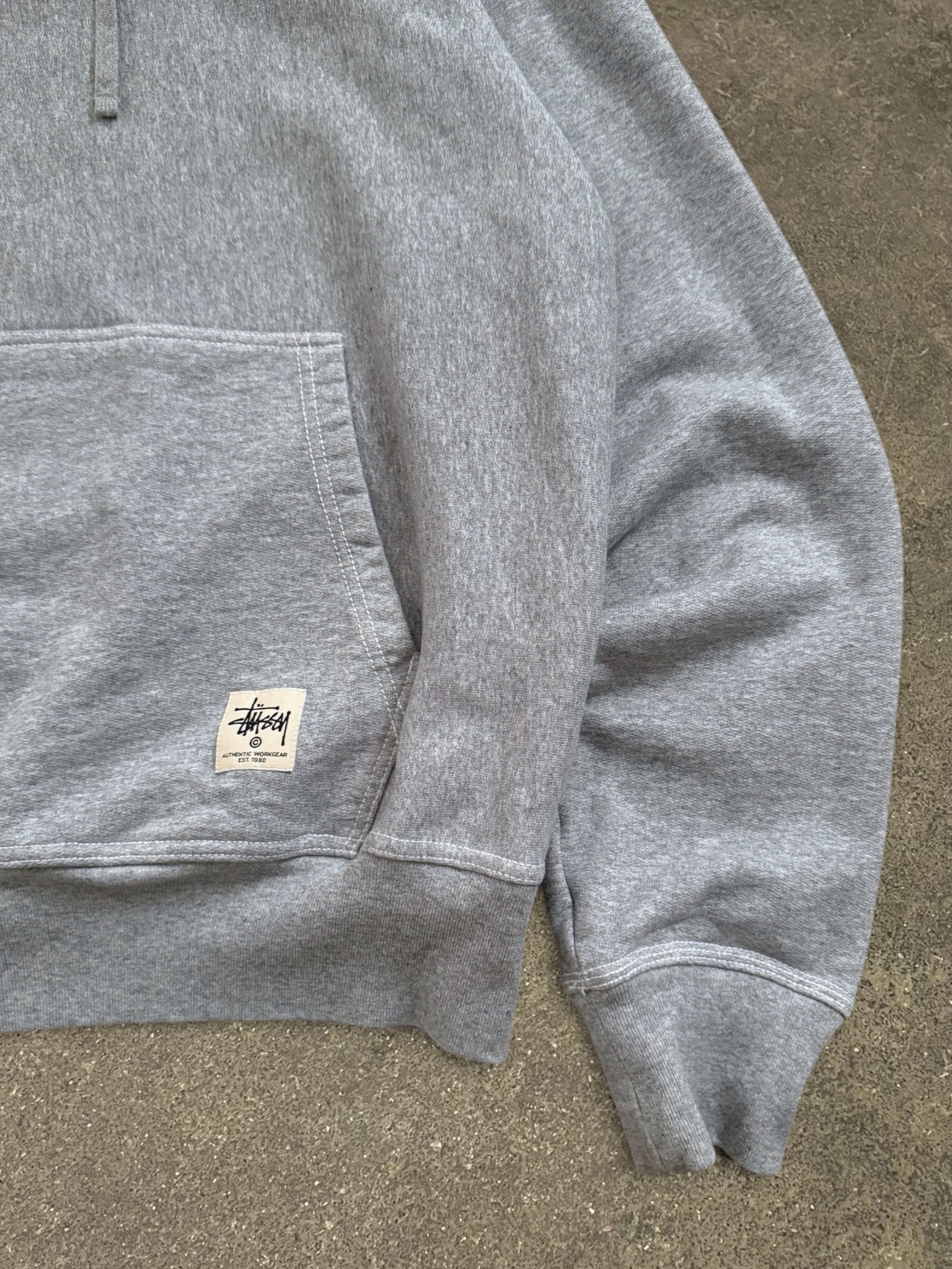 STÜSSY GREY CONTRAST STITCH HOODIE