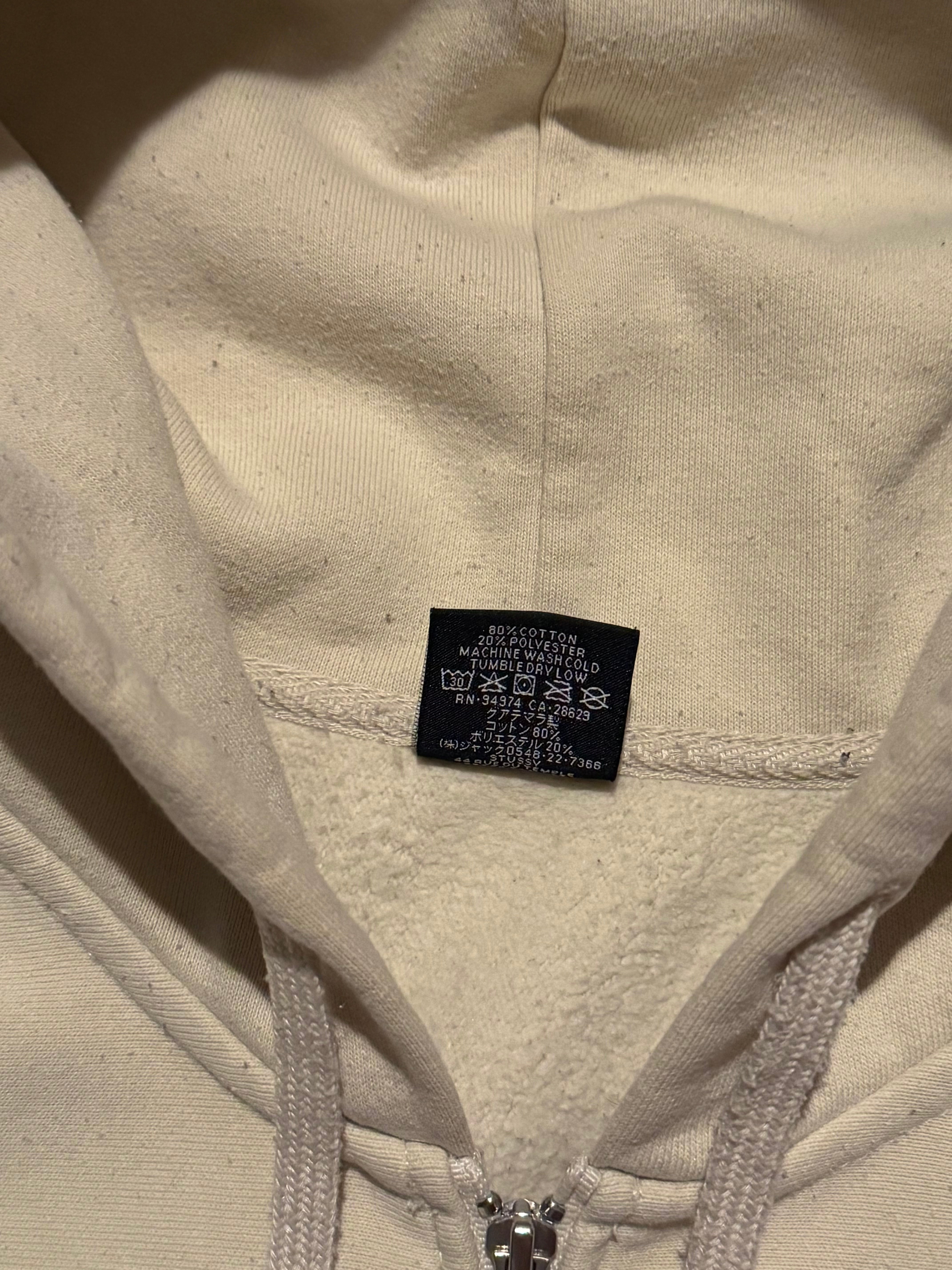 STÜSSY CREAM BASIC LOGO ZIP-UP HOODIE