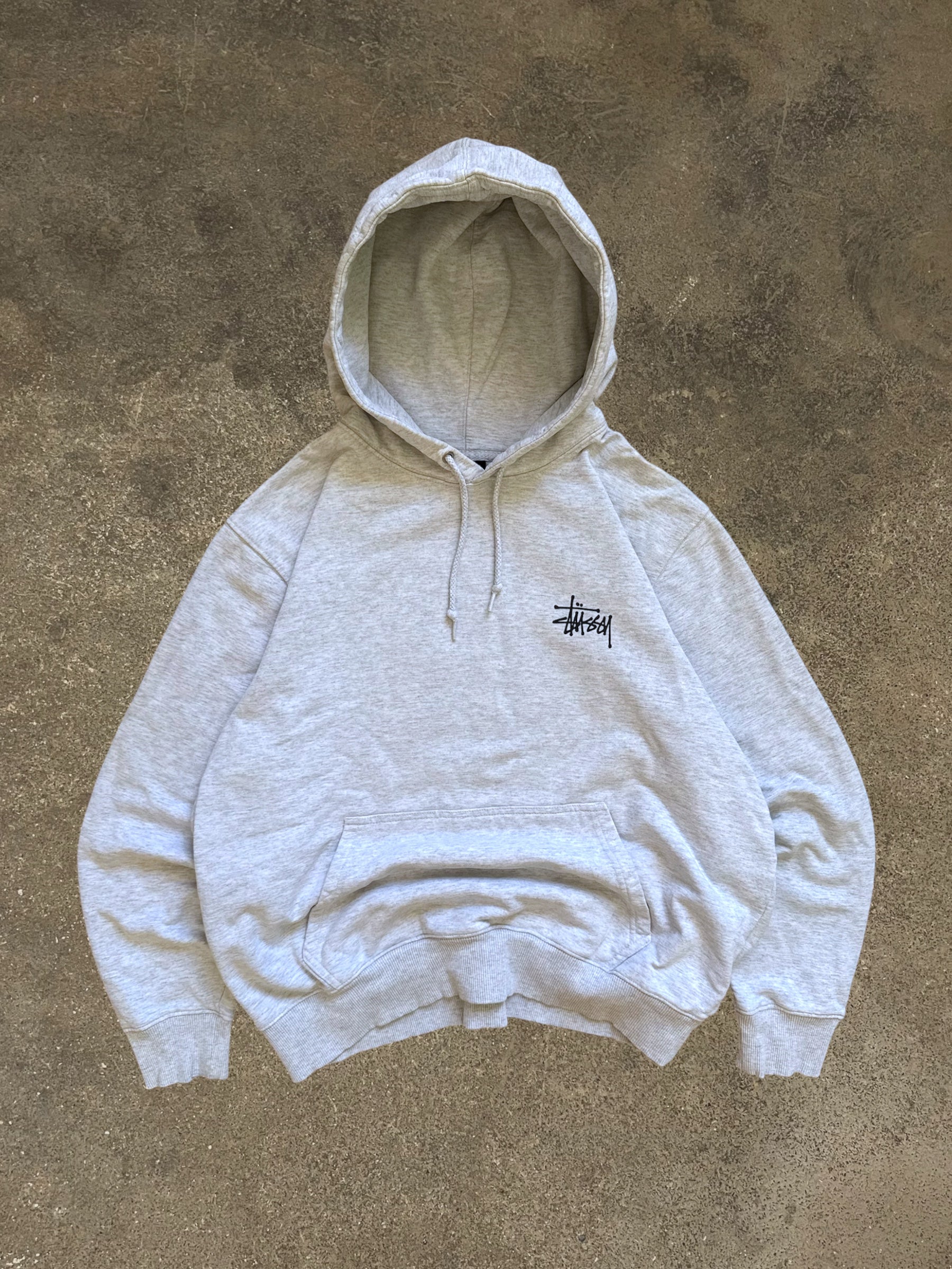 STÜSSY GREY BASIC LOGO HOODIE