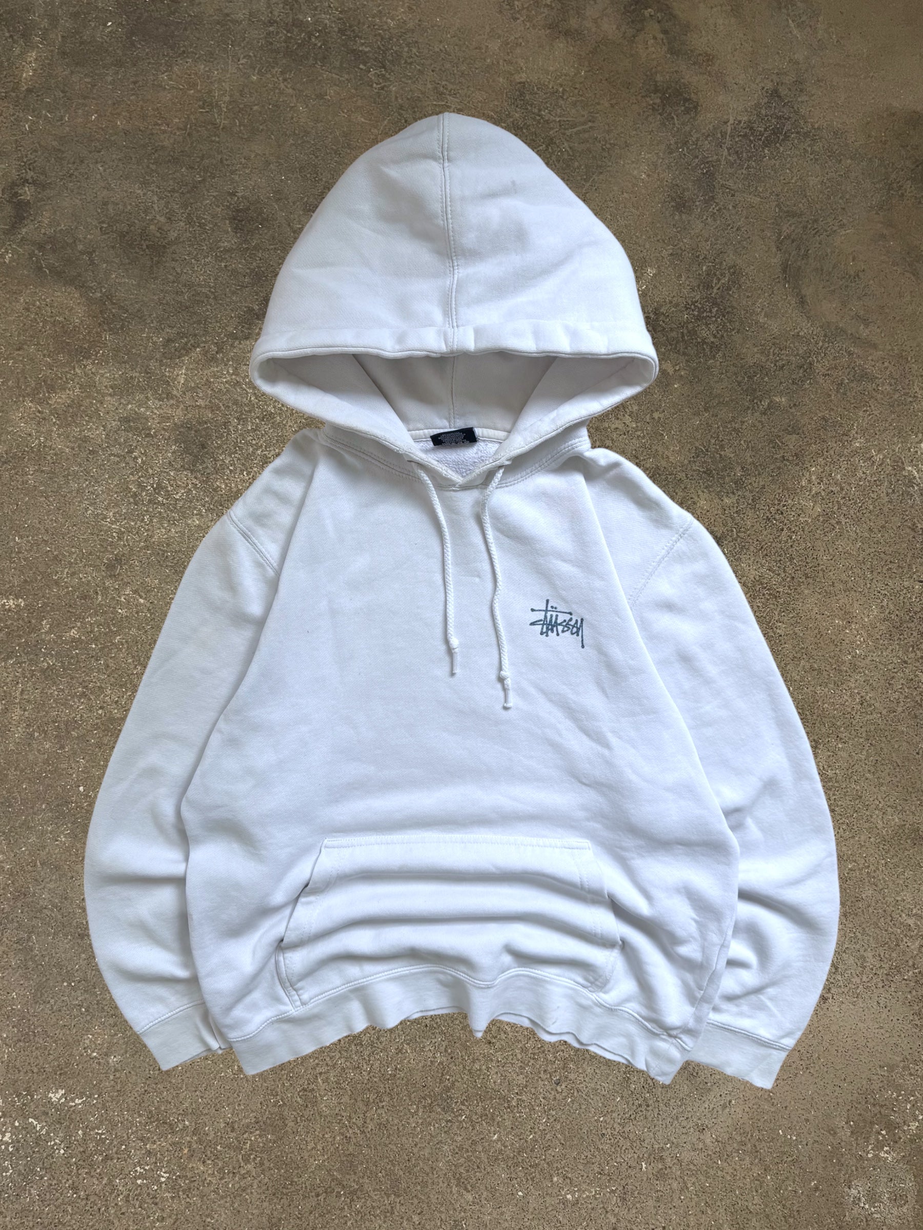 VINTAGE STÜSSY WHITE BASIC LOGO HOODIE