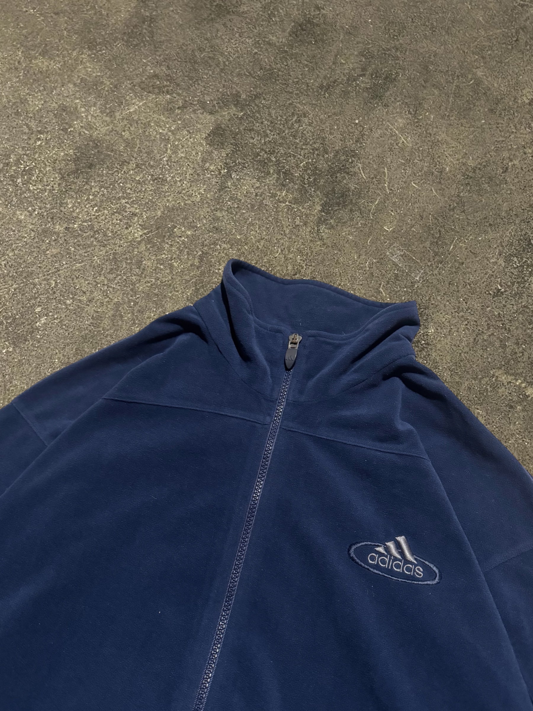 VINTAGE 90S ADIDAS NAVY FLEECE TRACK JACKET