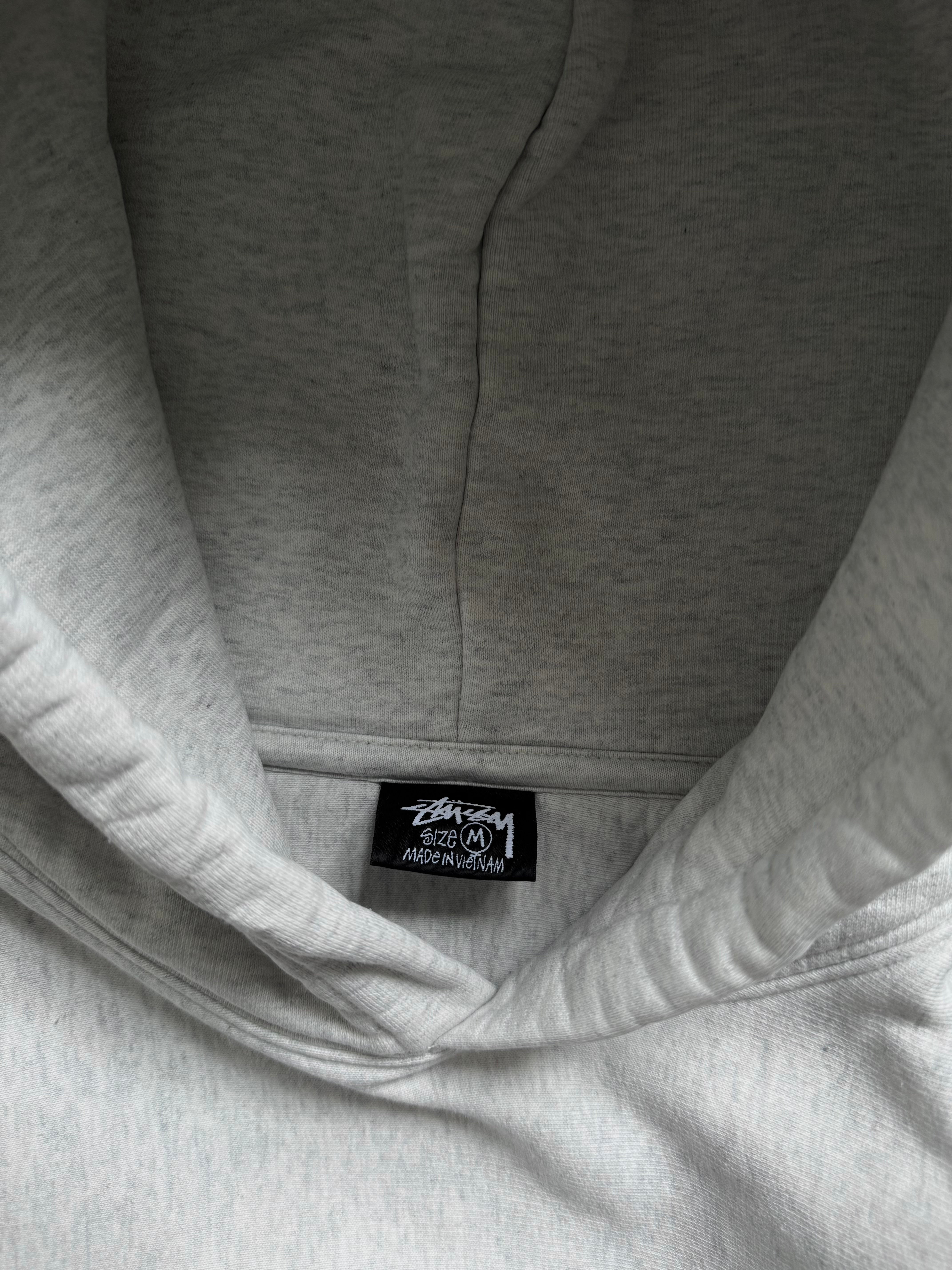 STÜSSY GREY STOCK APPLIQUE LOGO HOODIE